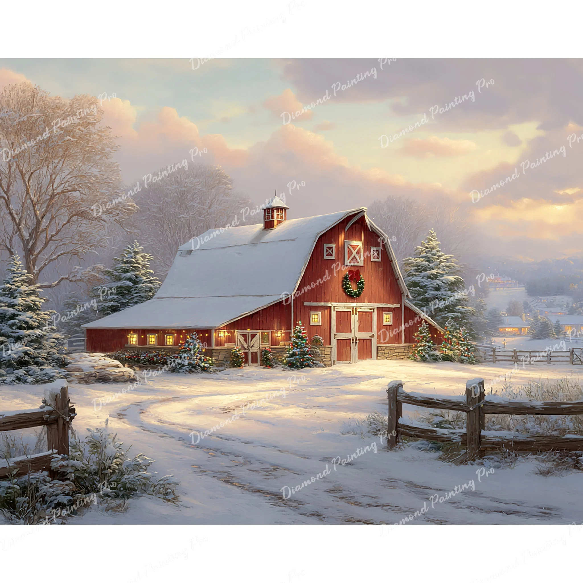 Barn Lights at Dusk | Diamond Painting - Image 2