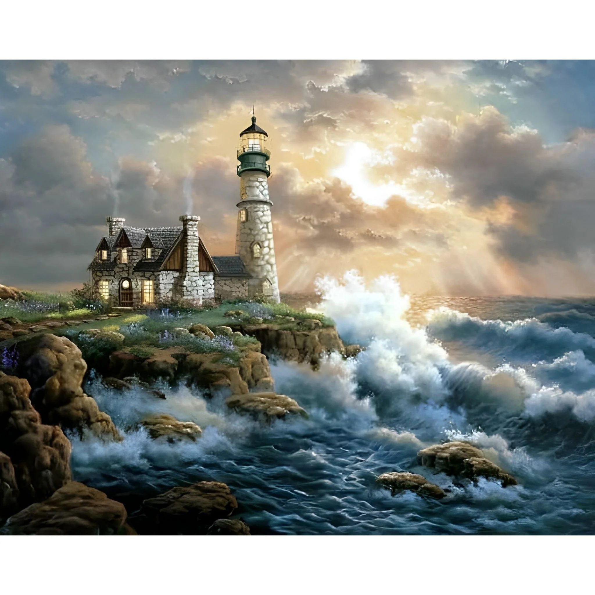 Crashing Waves Lighthouse | Diamond Painting - Image 2