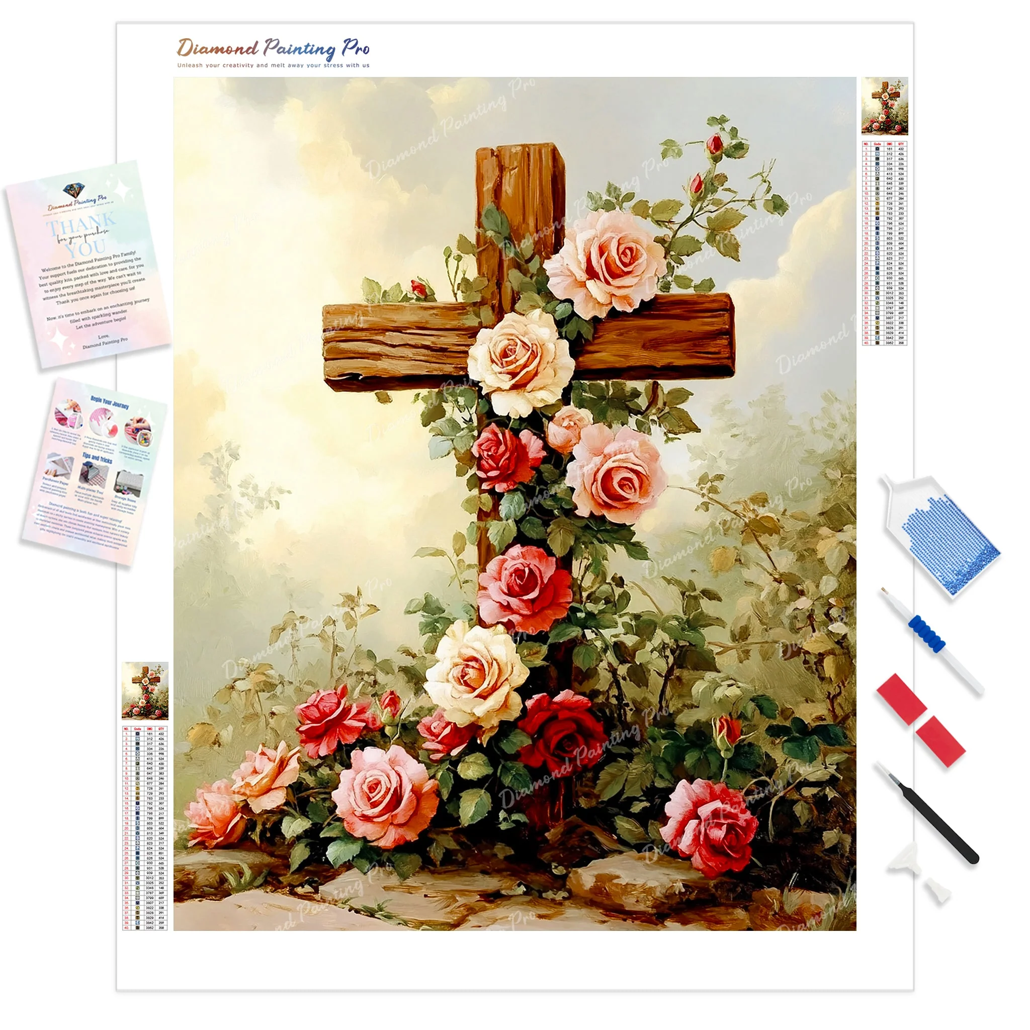 Cross of Roses | Diamond Painting