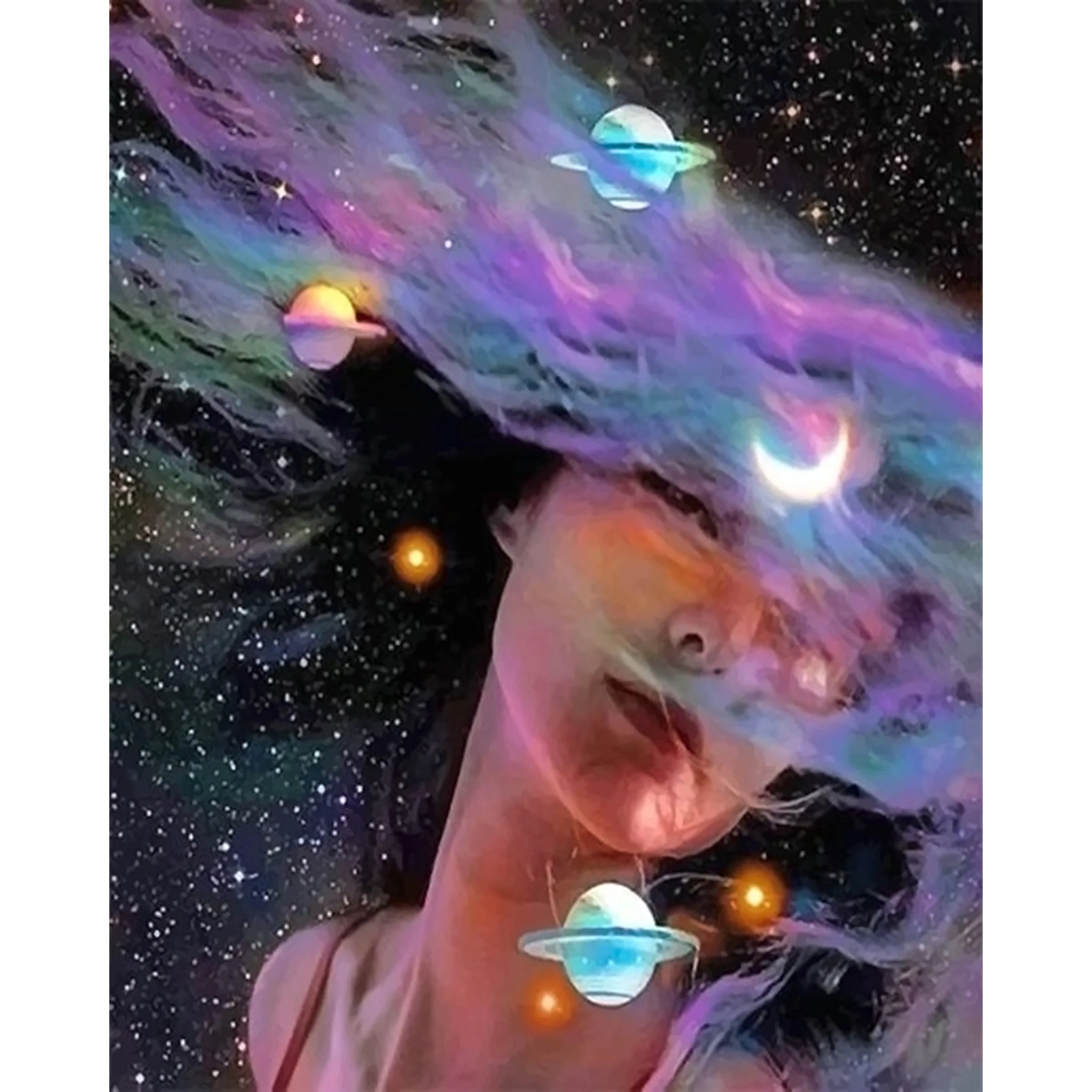 Colorful Space Girl | Diamond Painting - Image 2