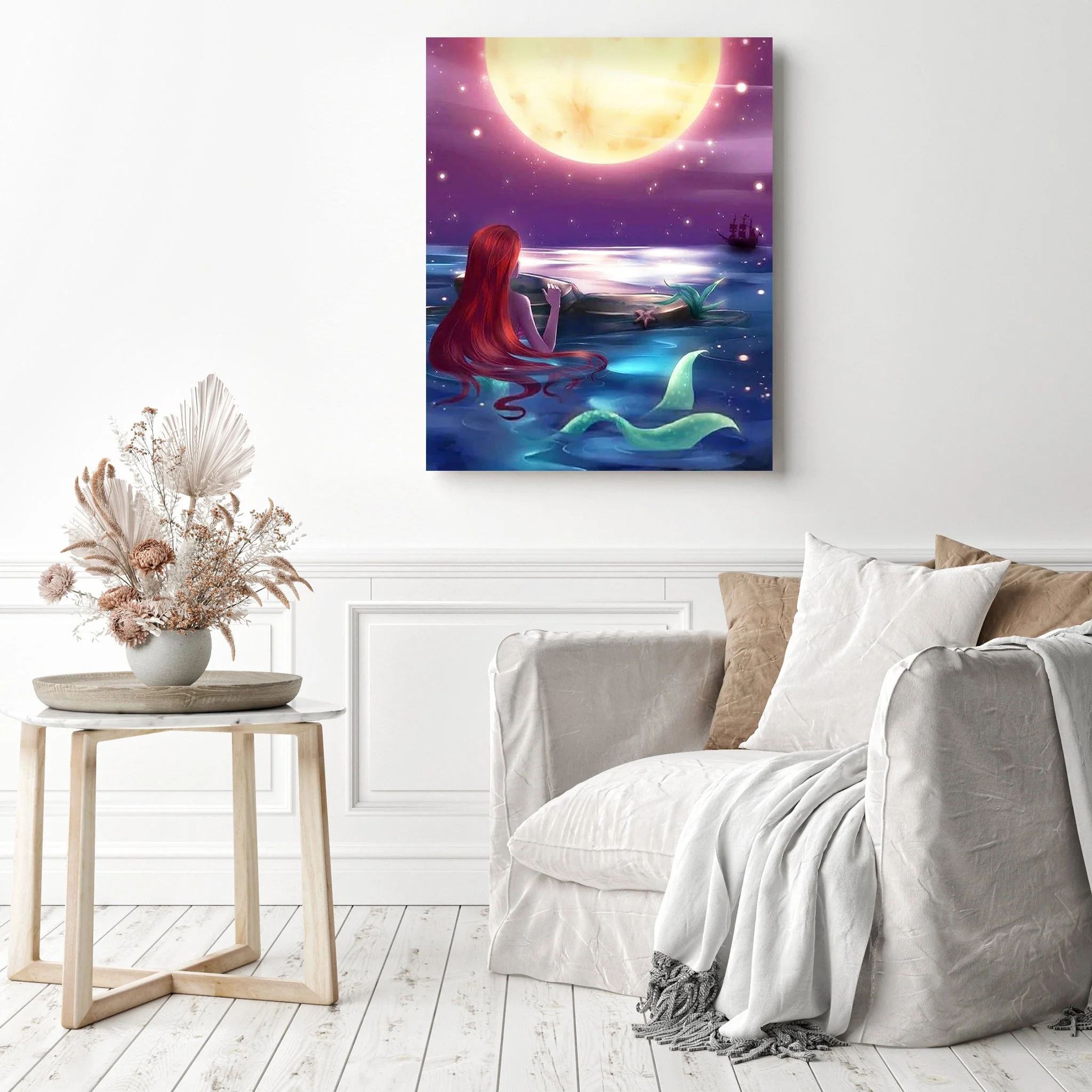 The Little Mermaid Watching the Moon | Diamond Painting - Image 3