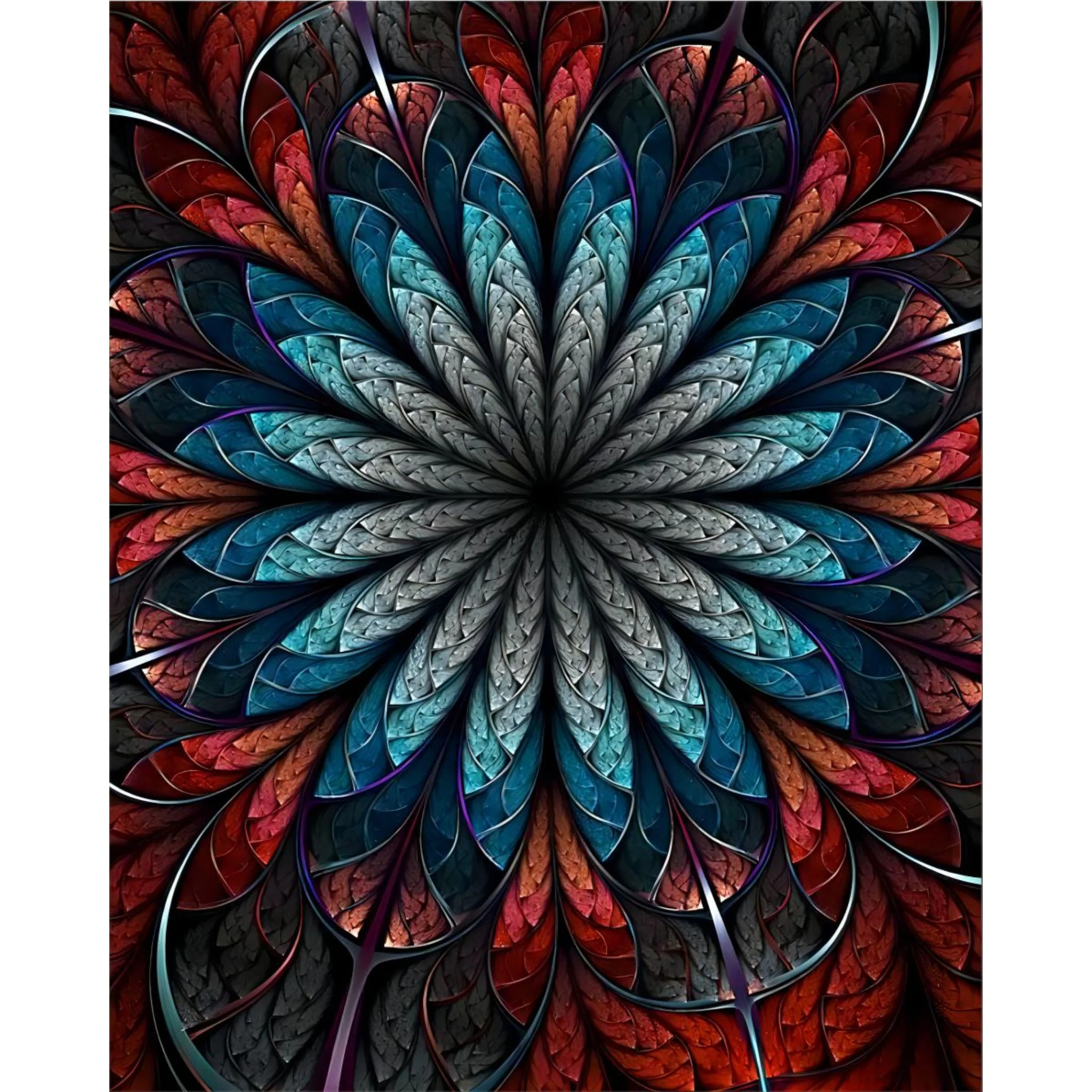 Red Shade Fractal Flower | Diamond Painting - Image 2