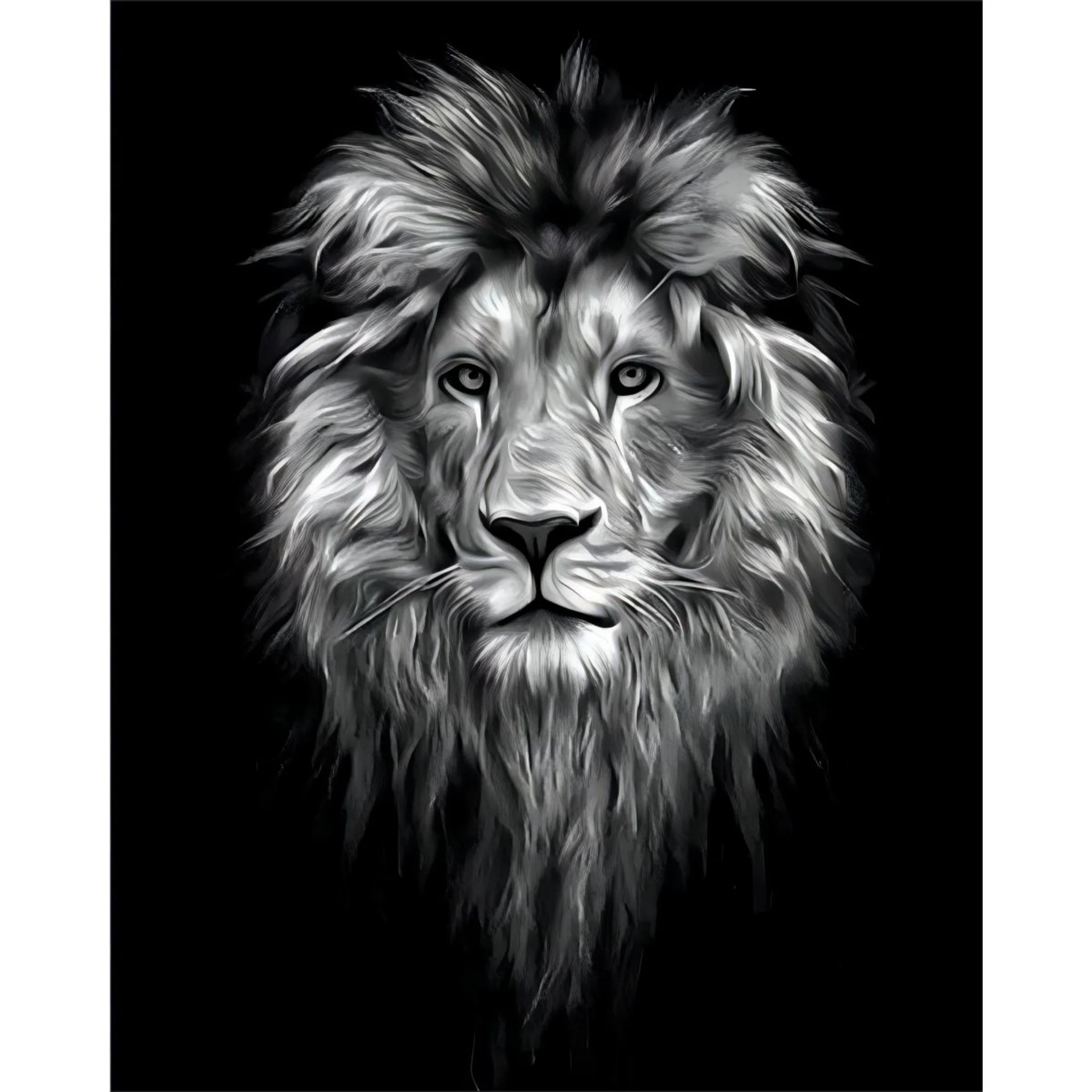 Black and White Lion Face | Diamond Painting - Image 2