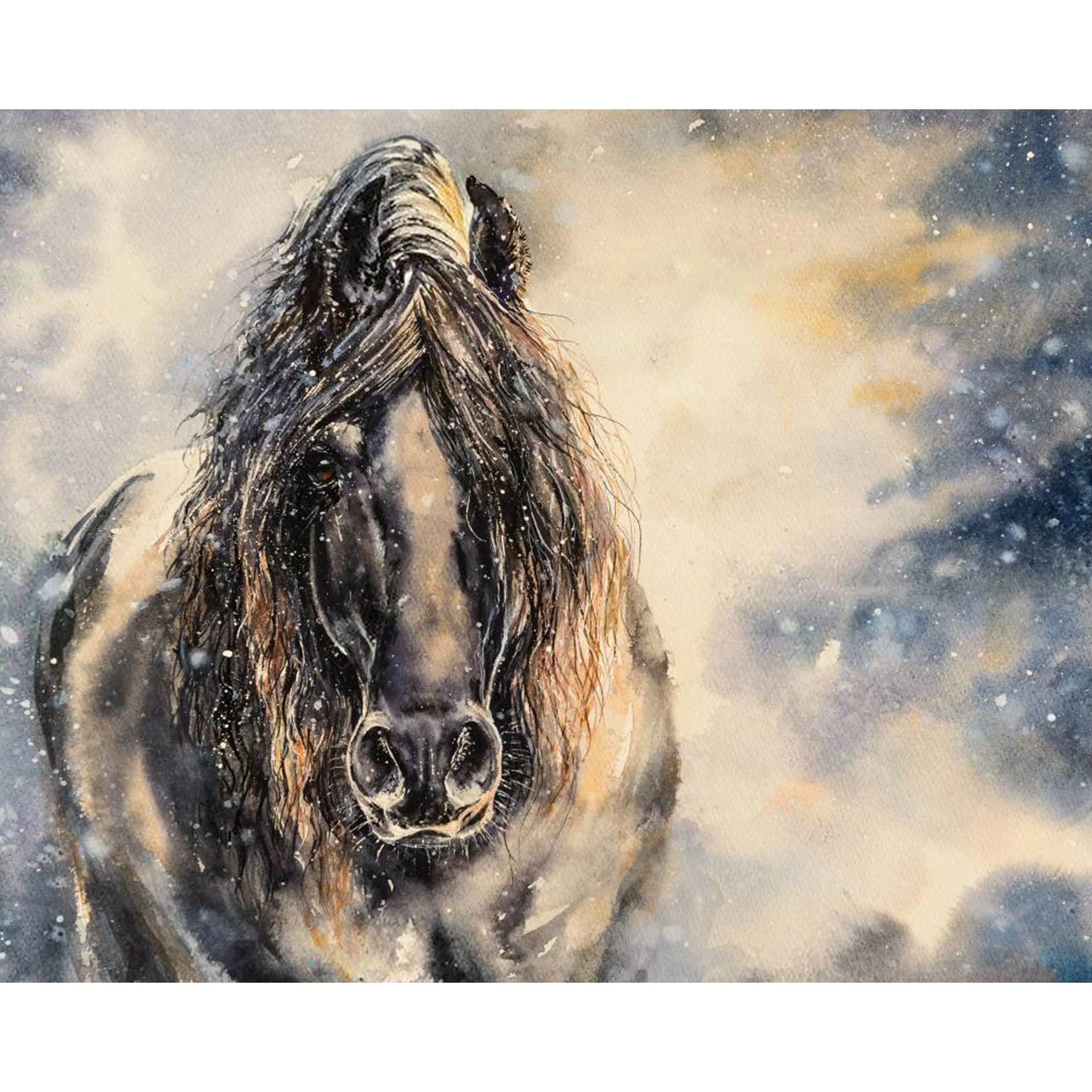 Black Horse in Winter | Diamond Painting - Image 2