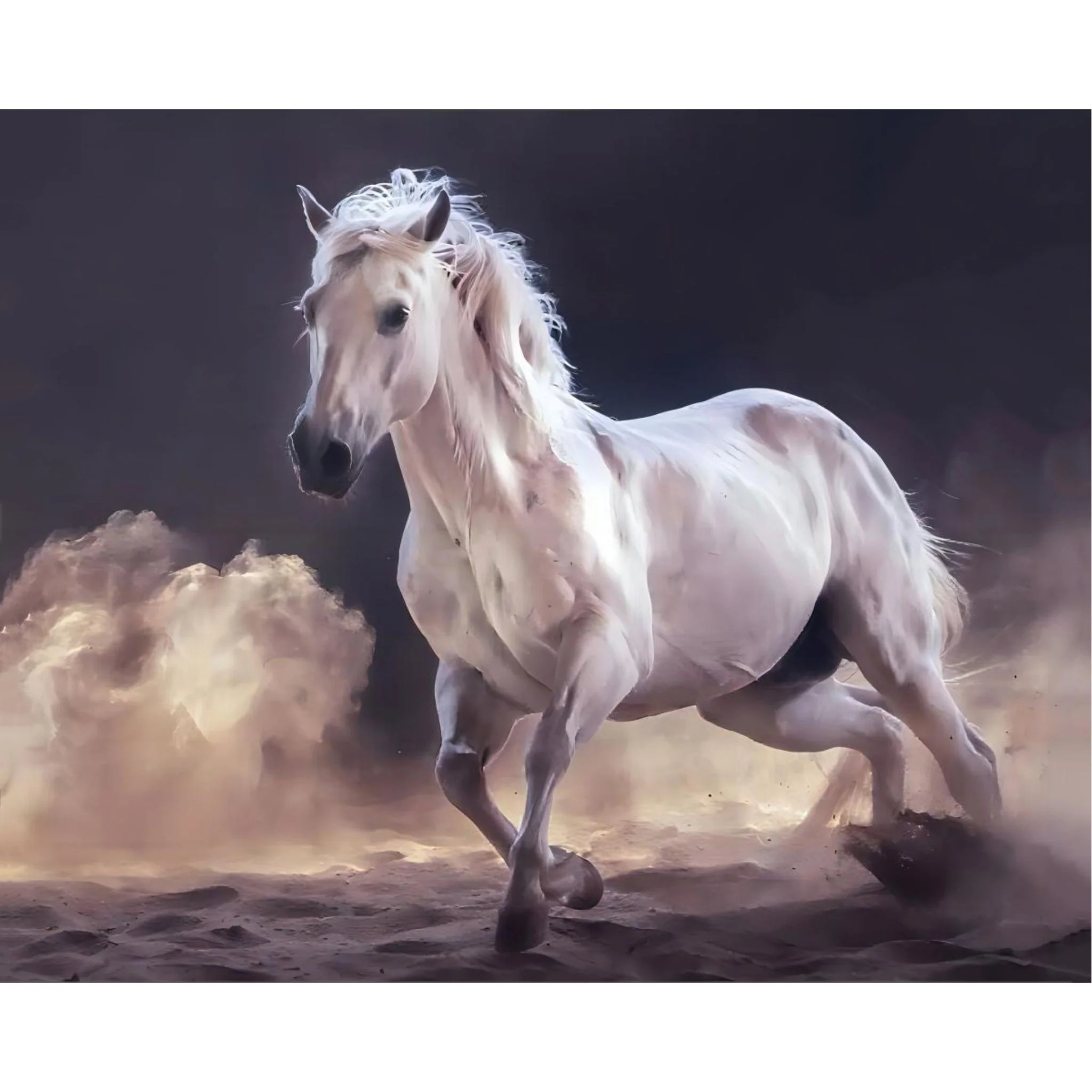 White Horse Raising Dust | Diamond Painting - Image 2
