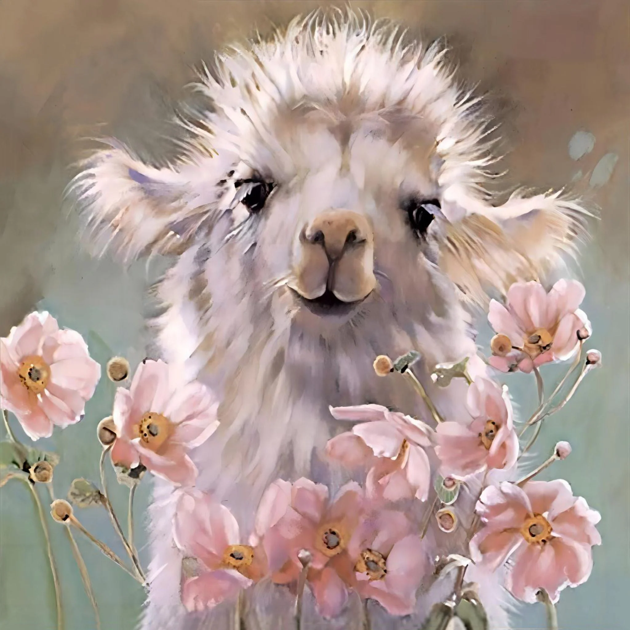 Lamb and Flowers | Diamond Painting - Image 2