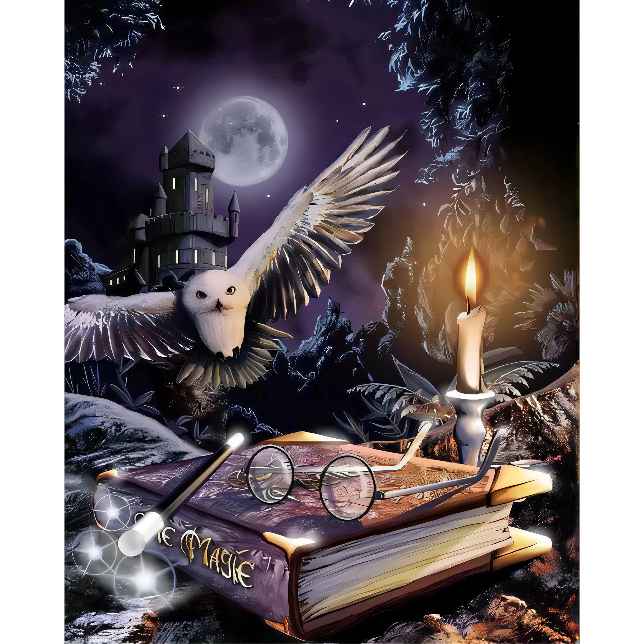 Magical Owl and Castle | Diamond Painting - Image 2
