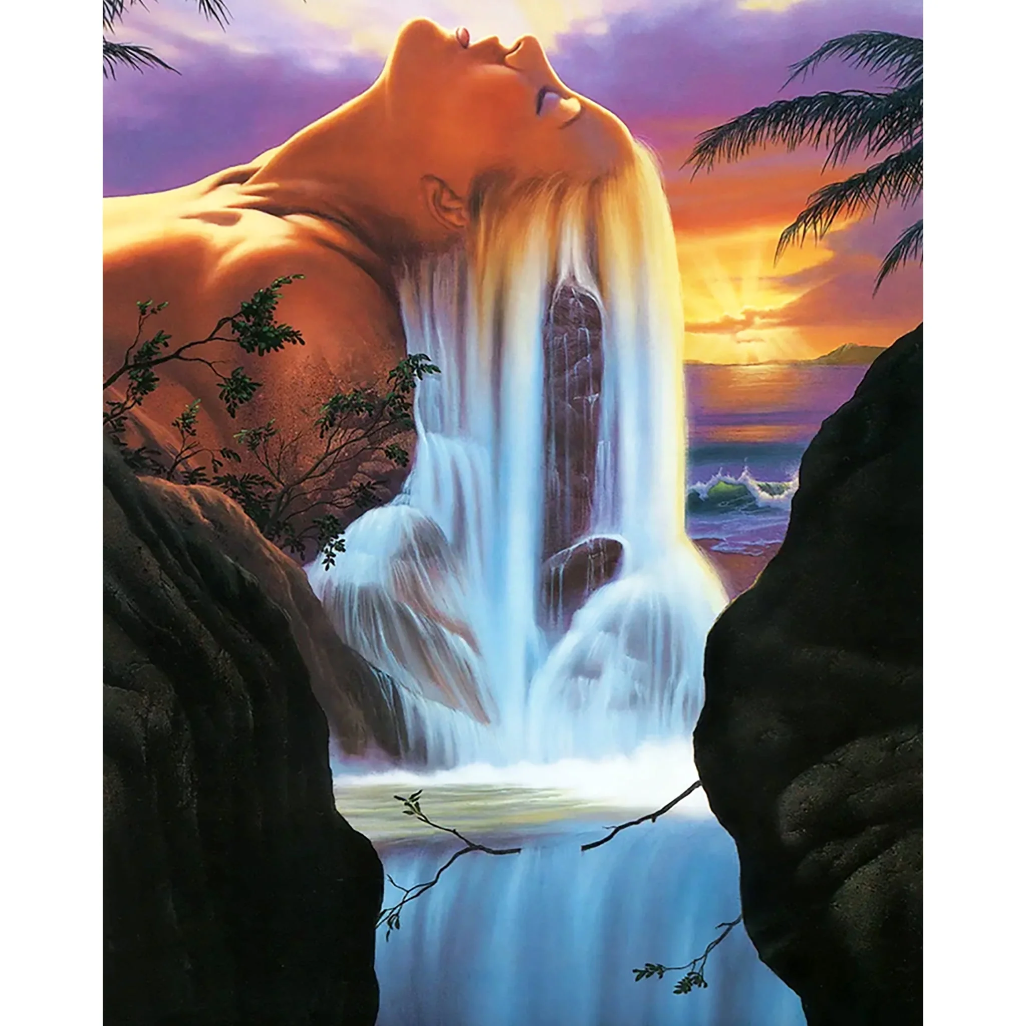 Fantasy Beautiful Girl Hair WaterFall | Diamond Painting - Image 2