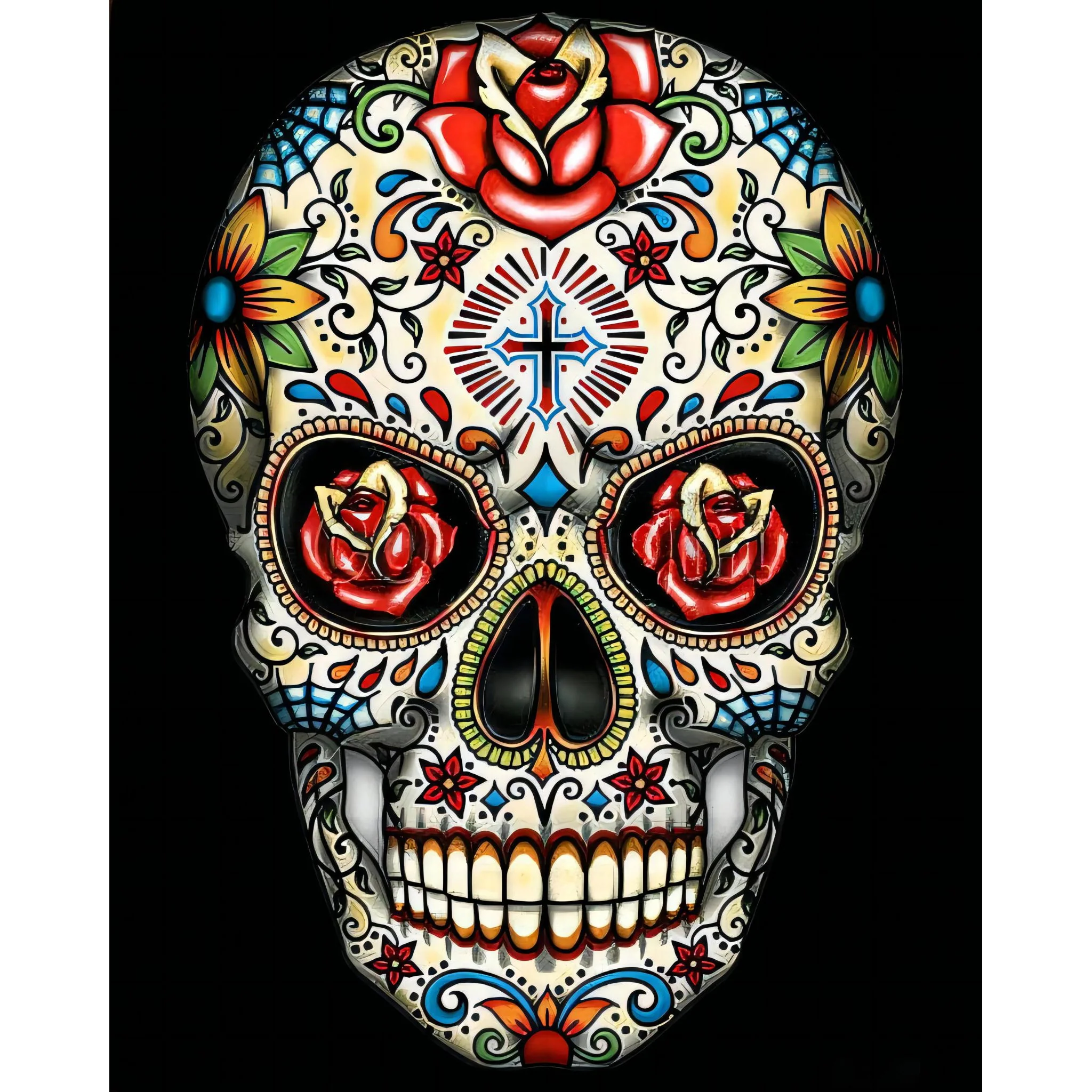 Sugar Skull With Rose Eyes | Diamond Painting - Image 2