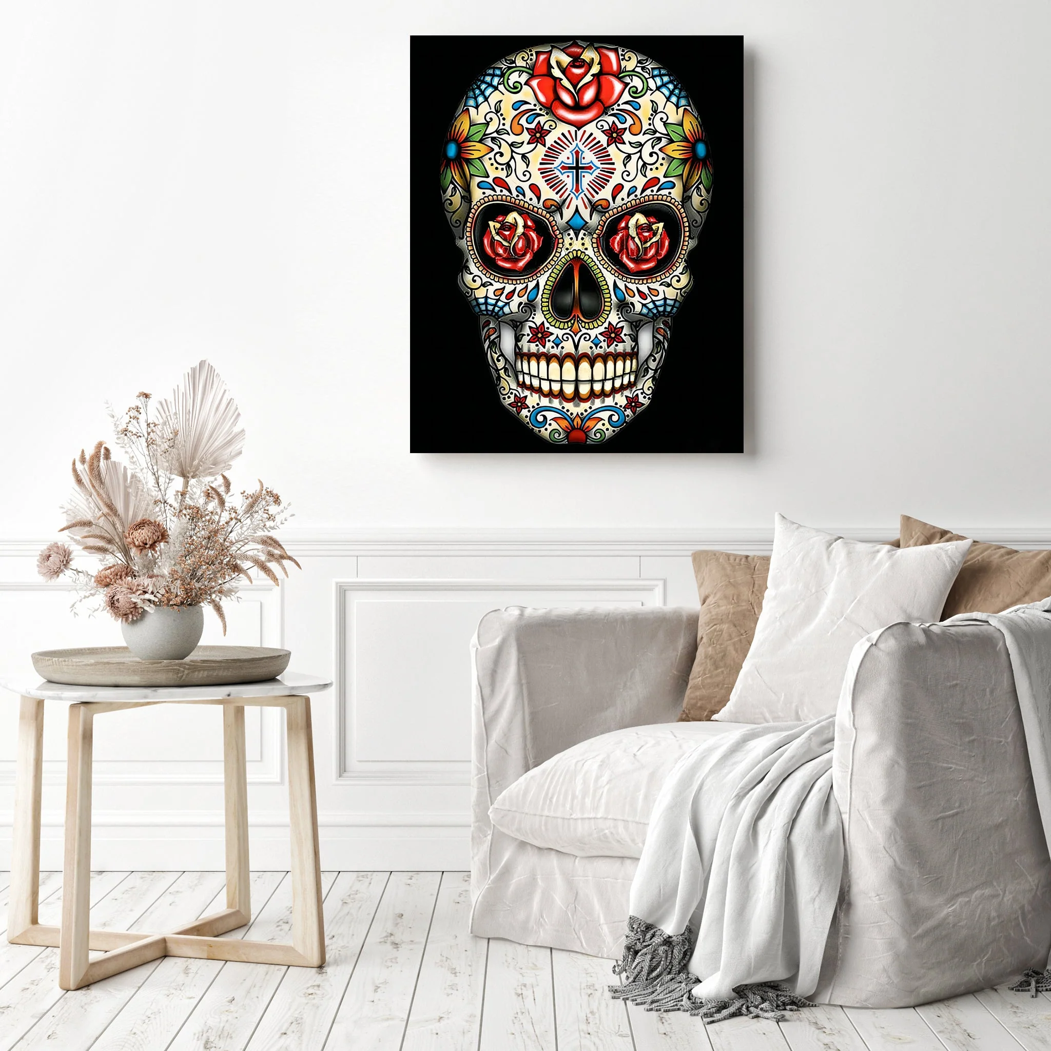 Sugar Skull With Rose Eyes | Diamond Painting - Image 3