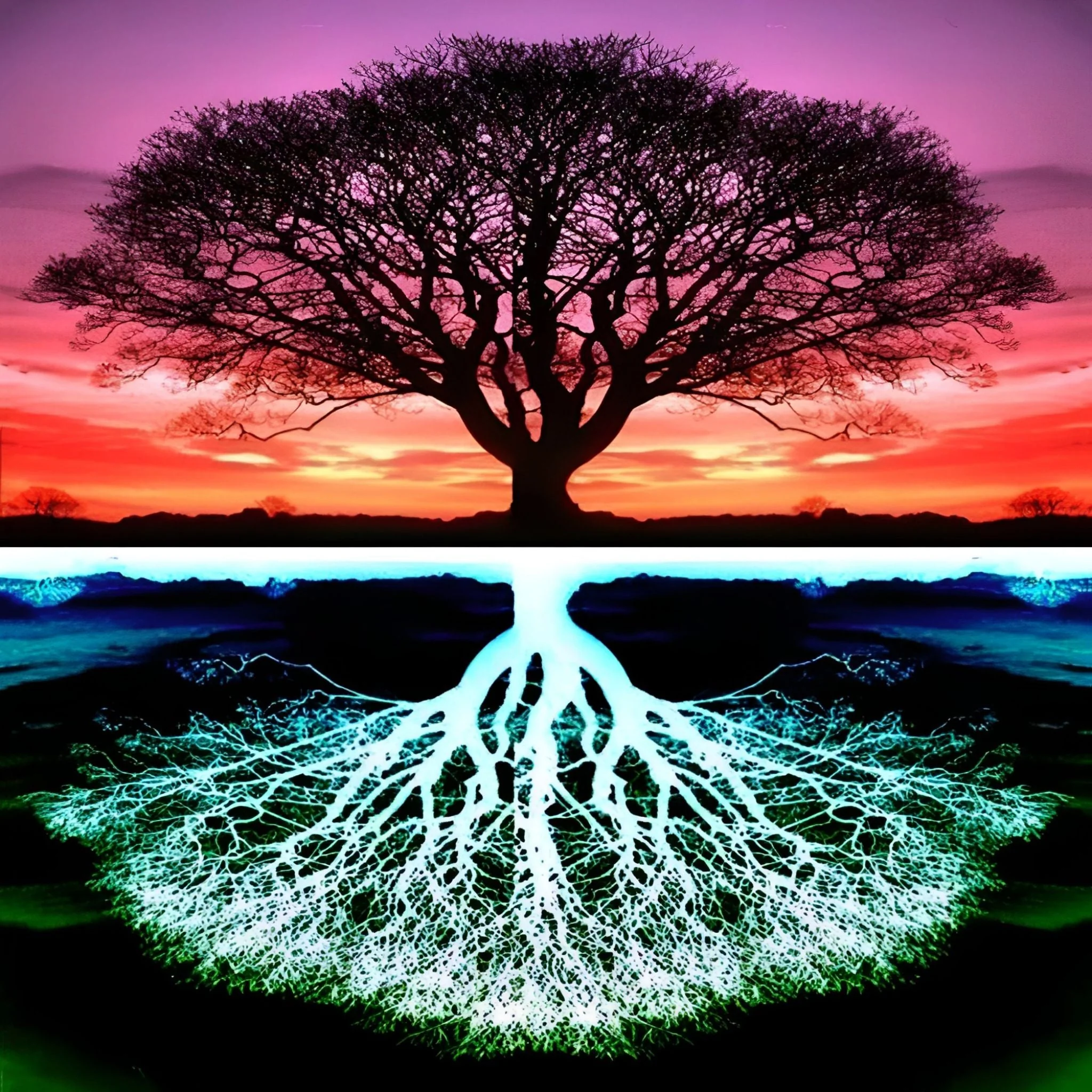 Colorful Fantasy Tree Different Reflection | Diamond Painting - Image 2