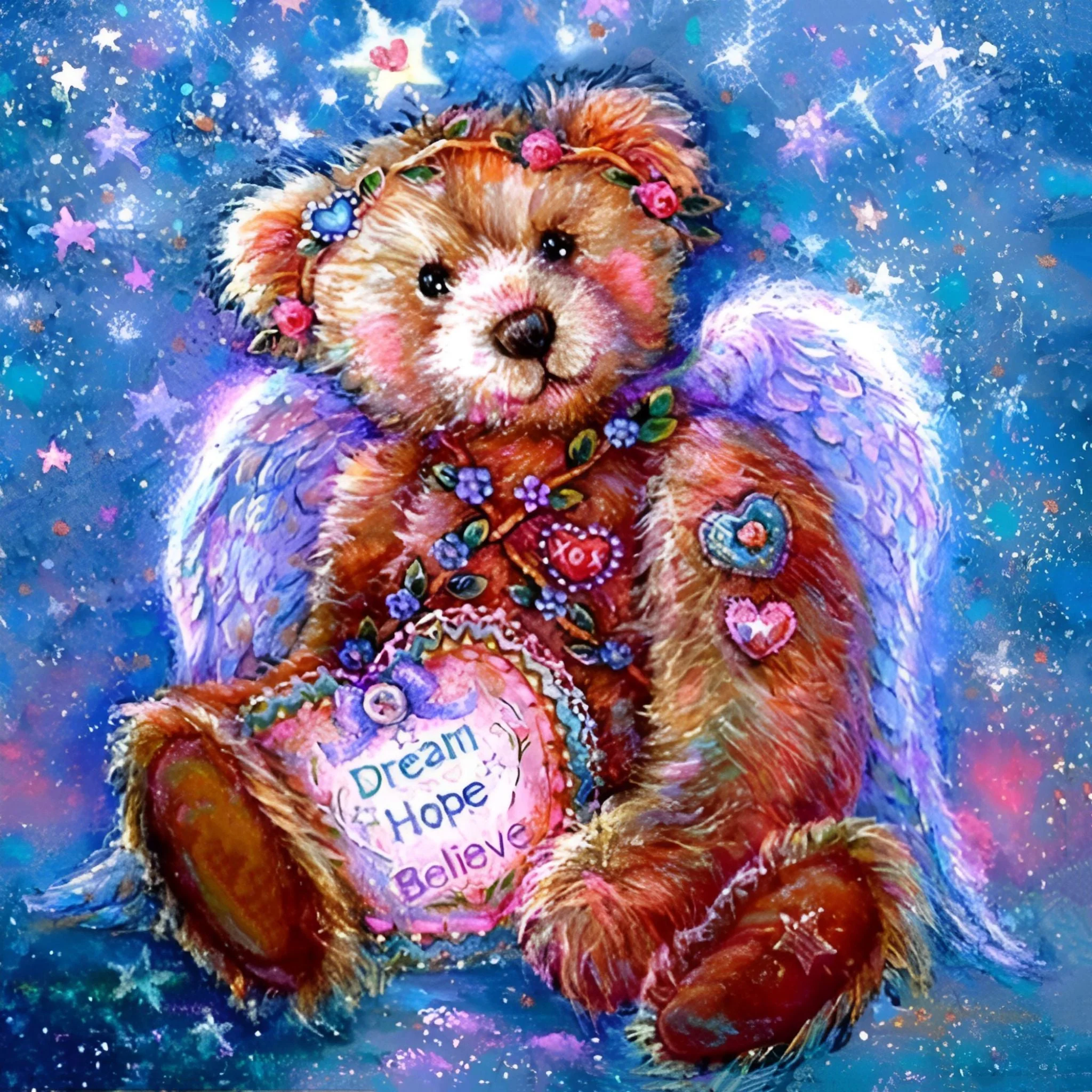 Bedazzled Cartoon Bear Angel | Diamond Painting - Image 2