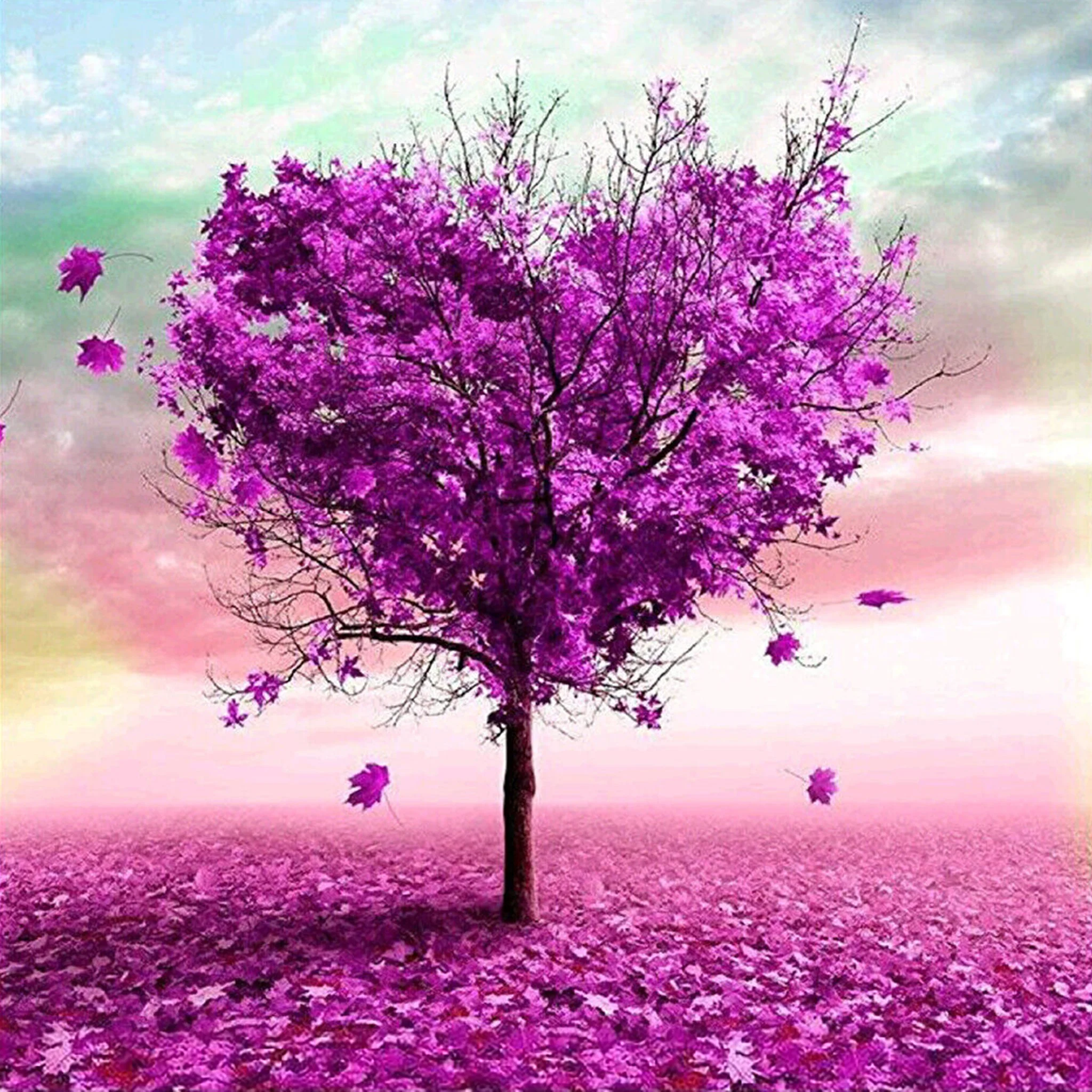 Fantasy Purple Heart Tree | Diamond Painting - Image 2