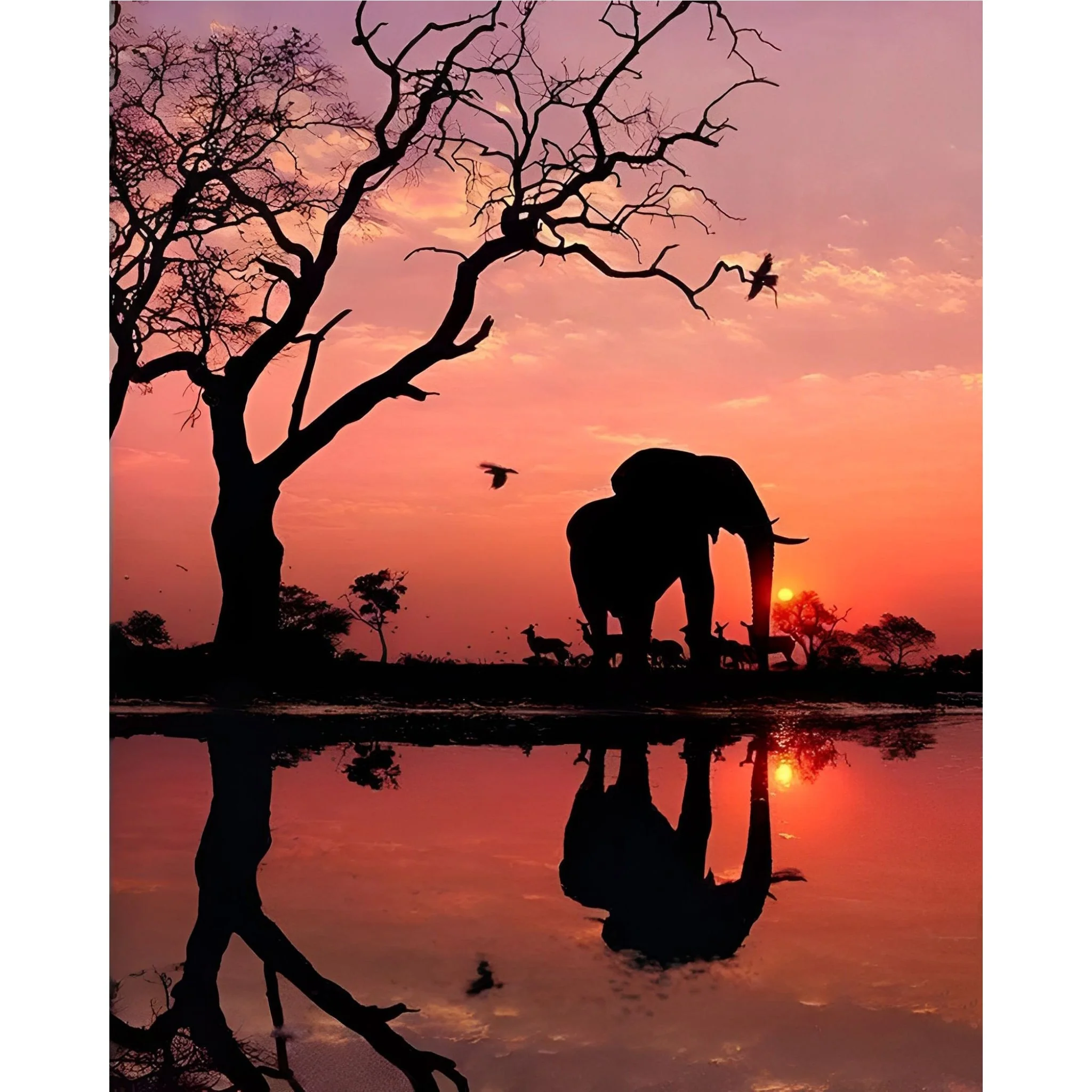 Sunset Landscape Elephant | Diamond Painting - Image 2