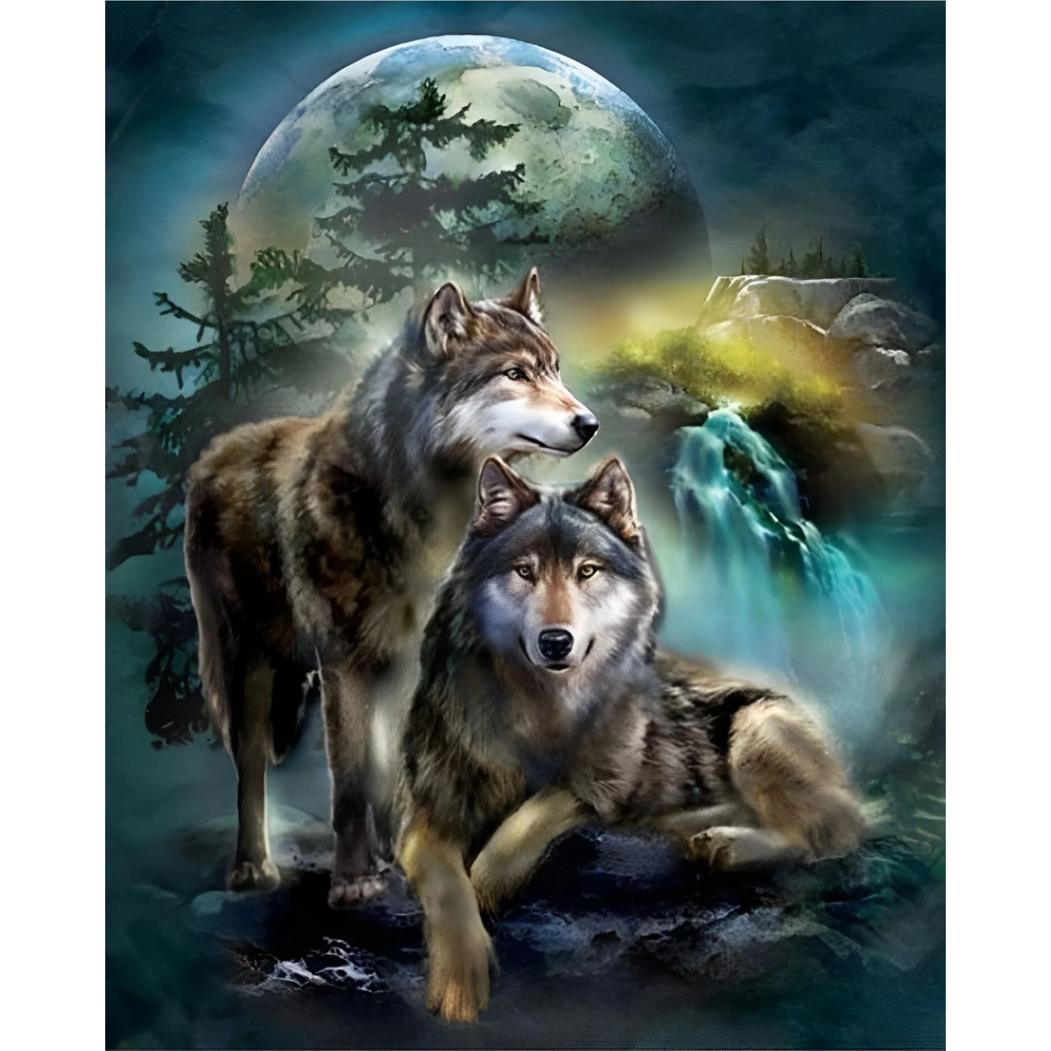 Moon Cool Wolf | Diamond Painting - Image 2
