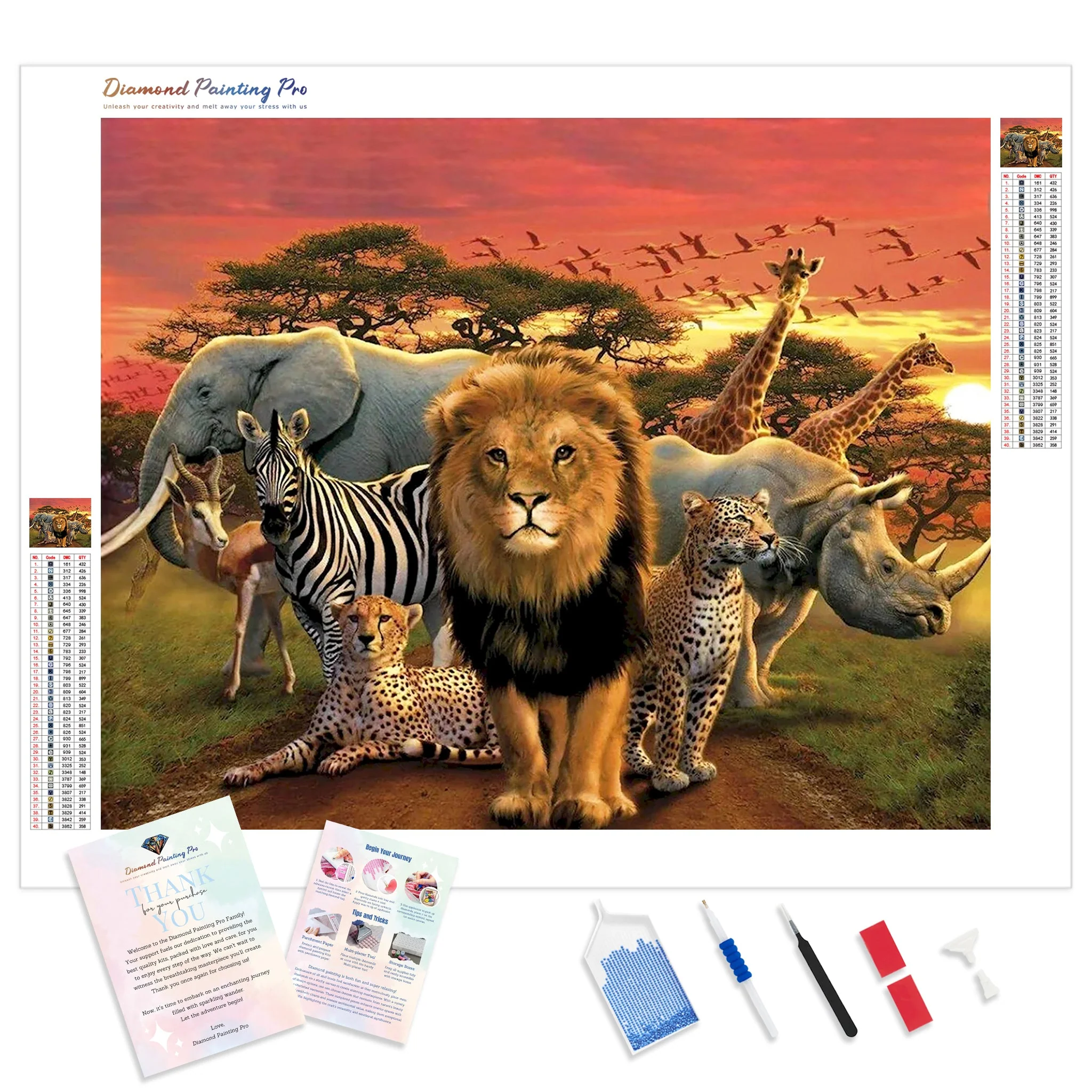 Amazing Safari Wildlife Sunset | Diamond Painting