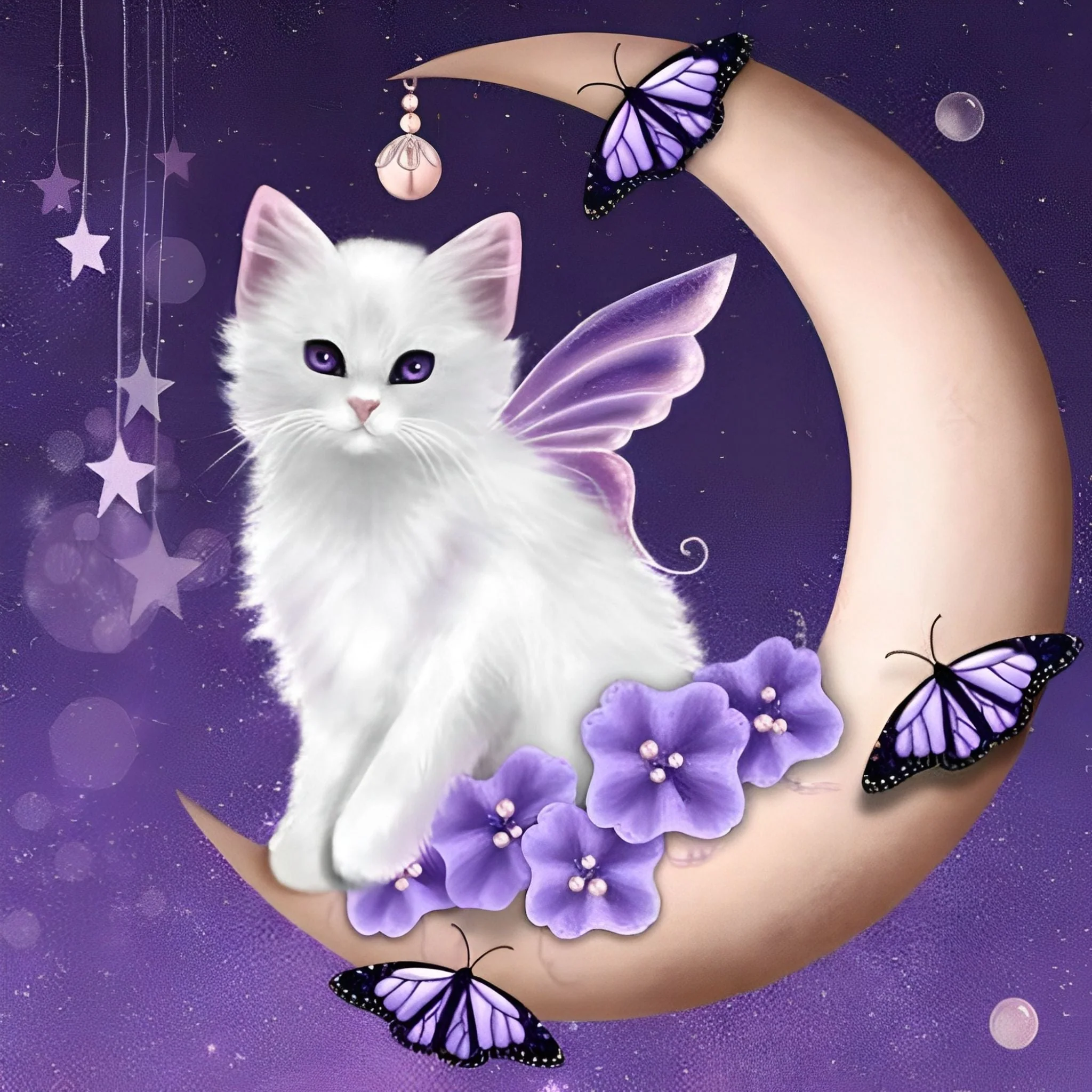 Moon Cat Purple | Diamond Painting - Image 2