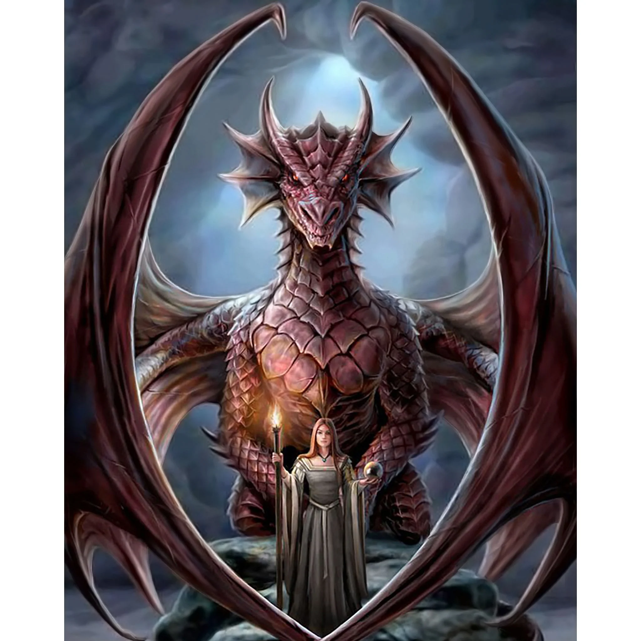Magic Beauty And Red Dragon | Diamond Painting - Image 2