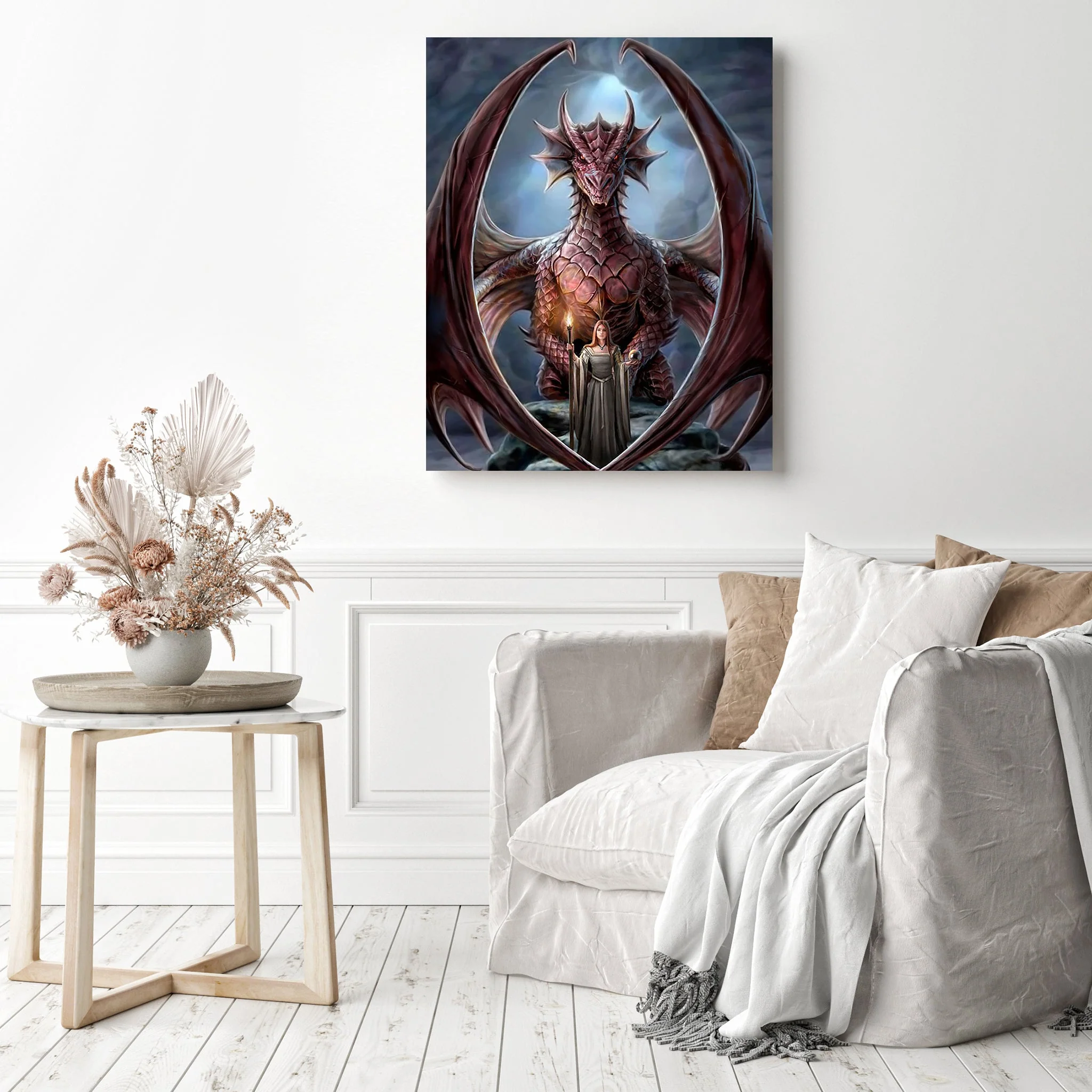 Magic Beauty And Red Dragon | Diamond Painting - Image 3
