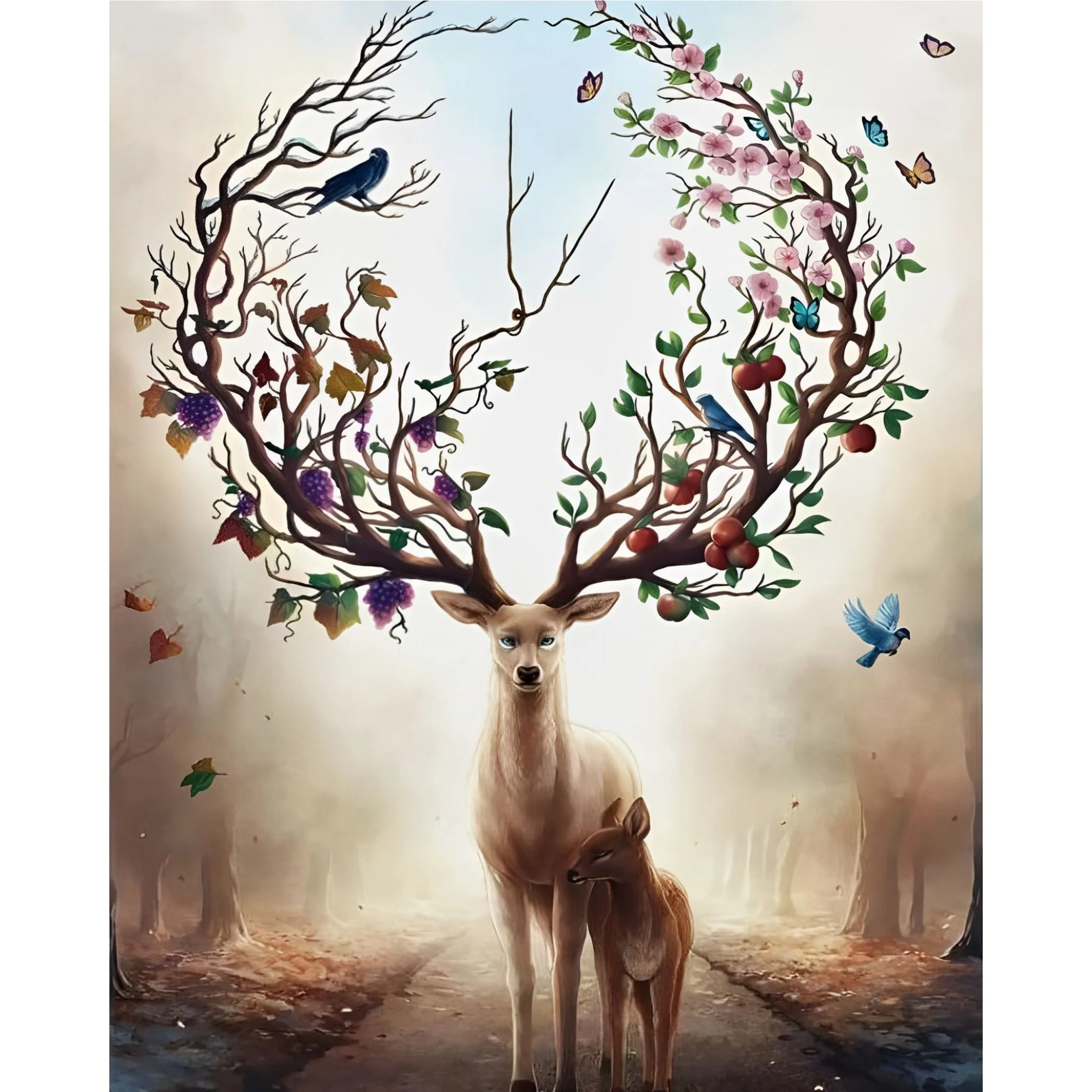 Fantasy Lovely Deer Butterfly Horn | Diamond Painting - Image 2