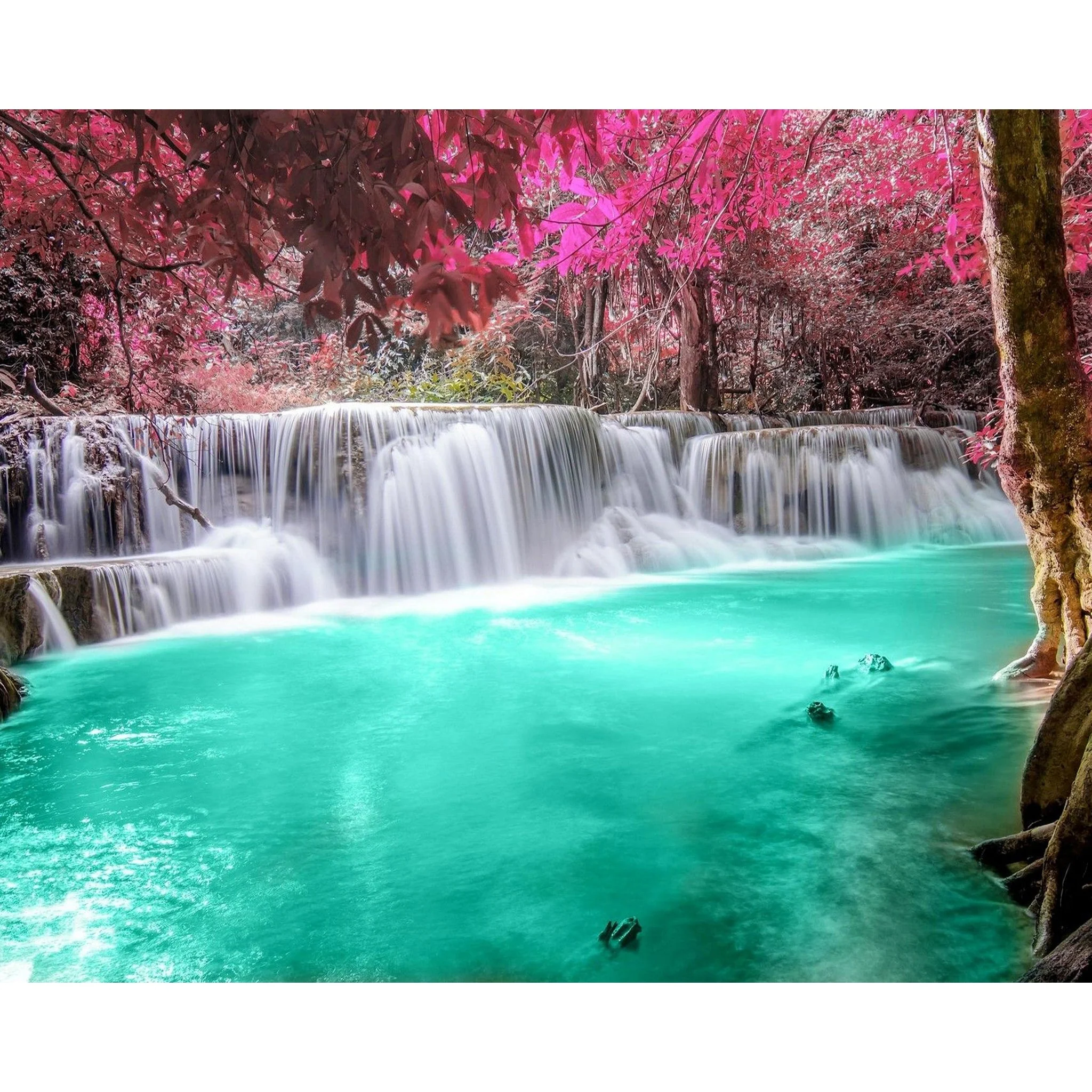 Pure Tree Waterfalls Lake | Diamond Painting - Image 2