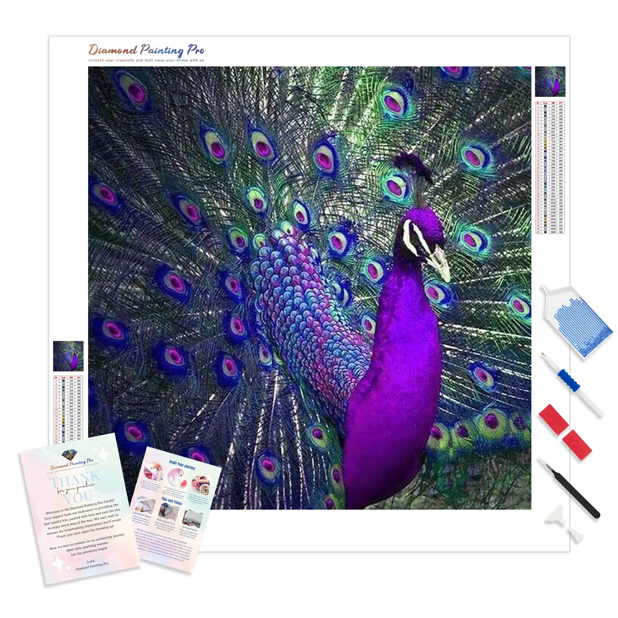 Purple and Blue Peacock | Diamond Painting
