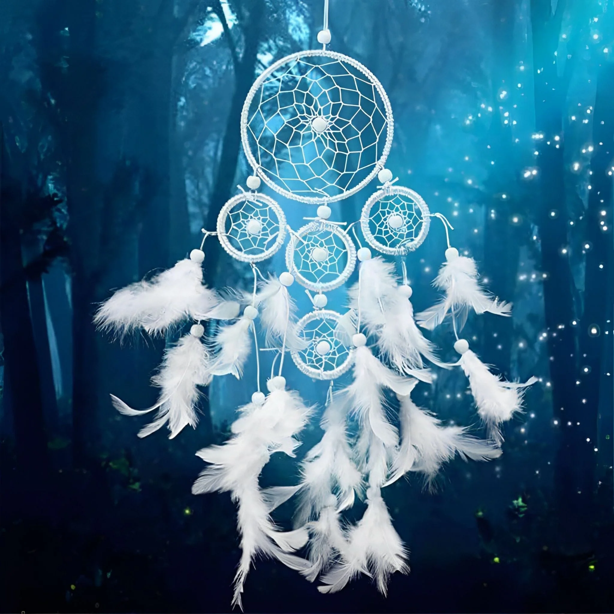 Dream Catcher White Feathers | Diamond Painting - Image 2
