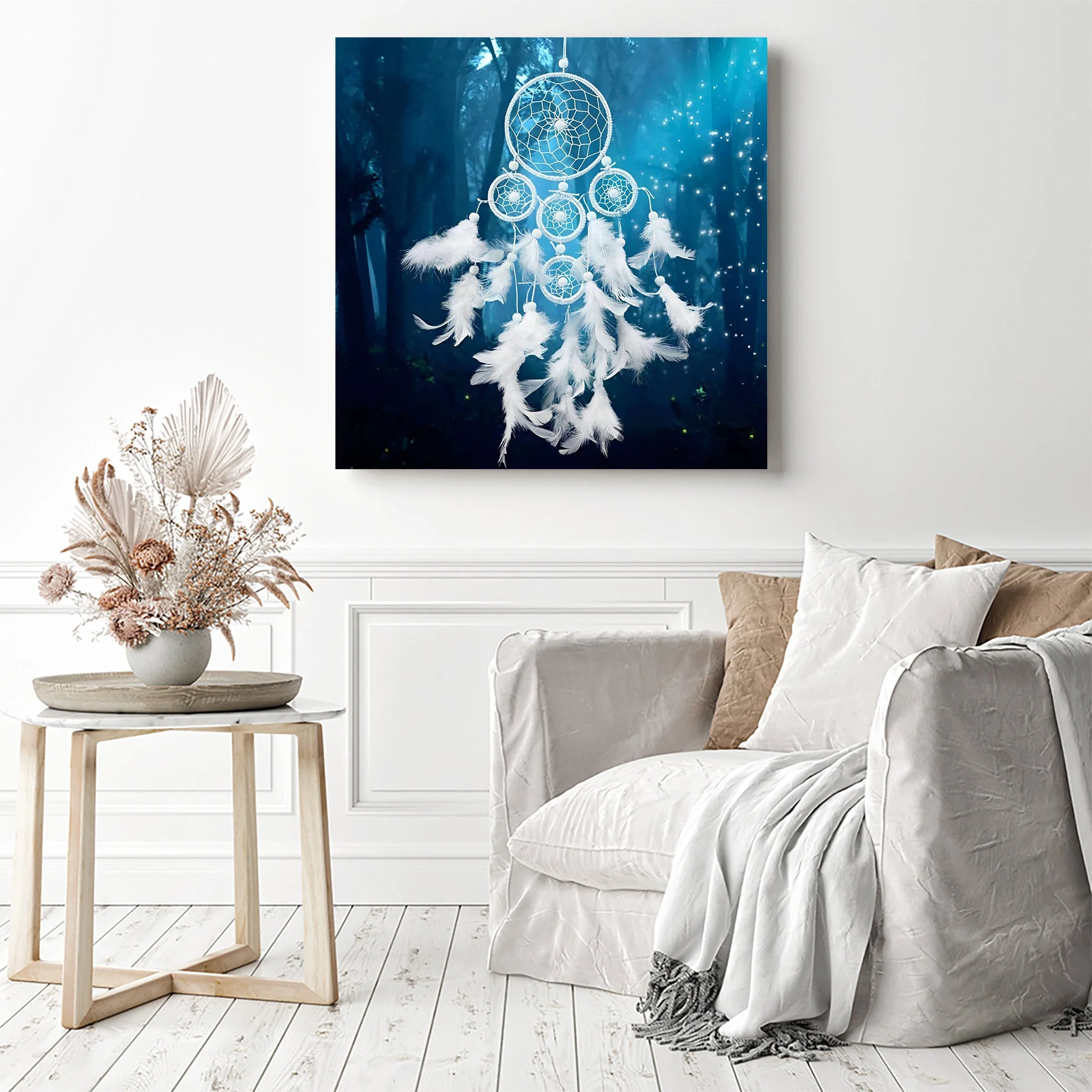 Dream Catcher White Feathers | Diamond Painting - Image 3