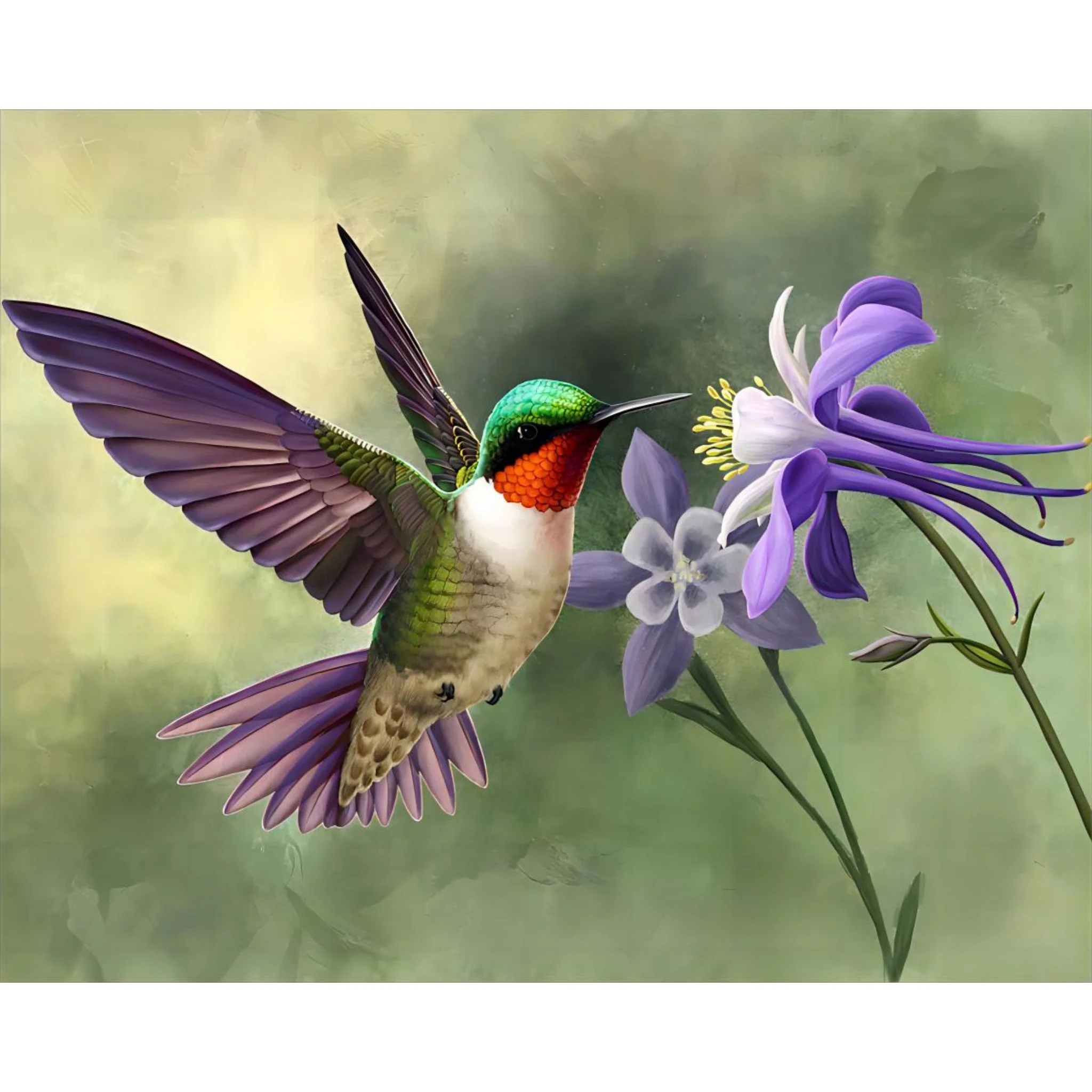 Hummingbird and Flower | Diamond Painting - Image 2