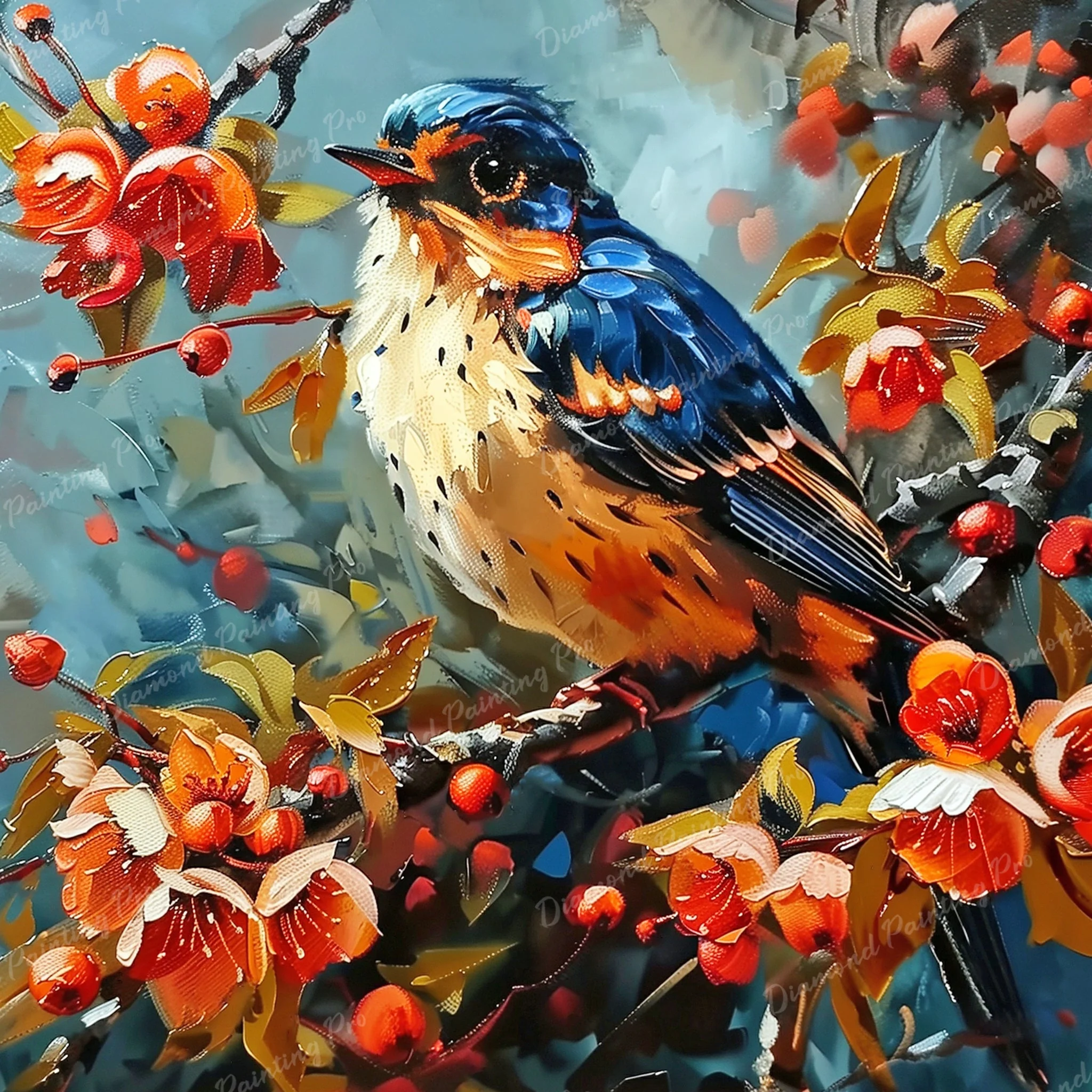 Berry Branch Finch | Diamond Painting - Image 2