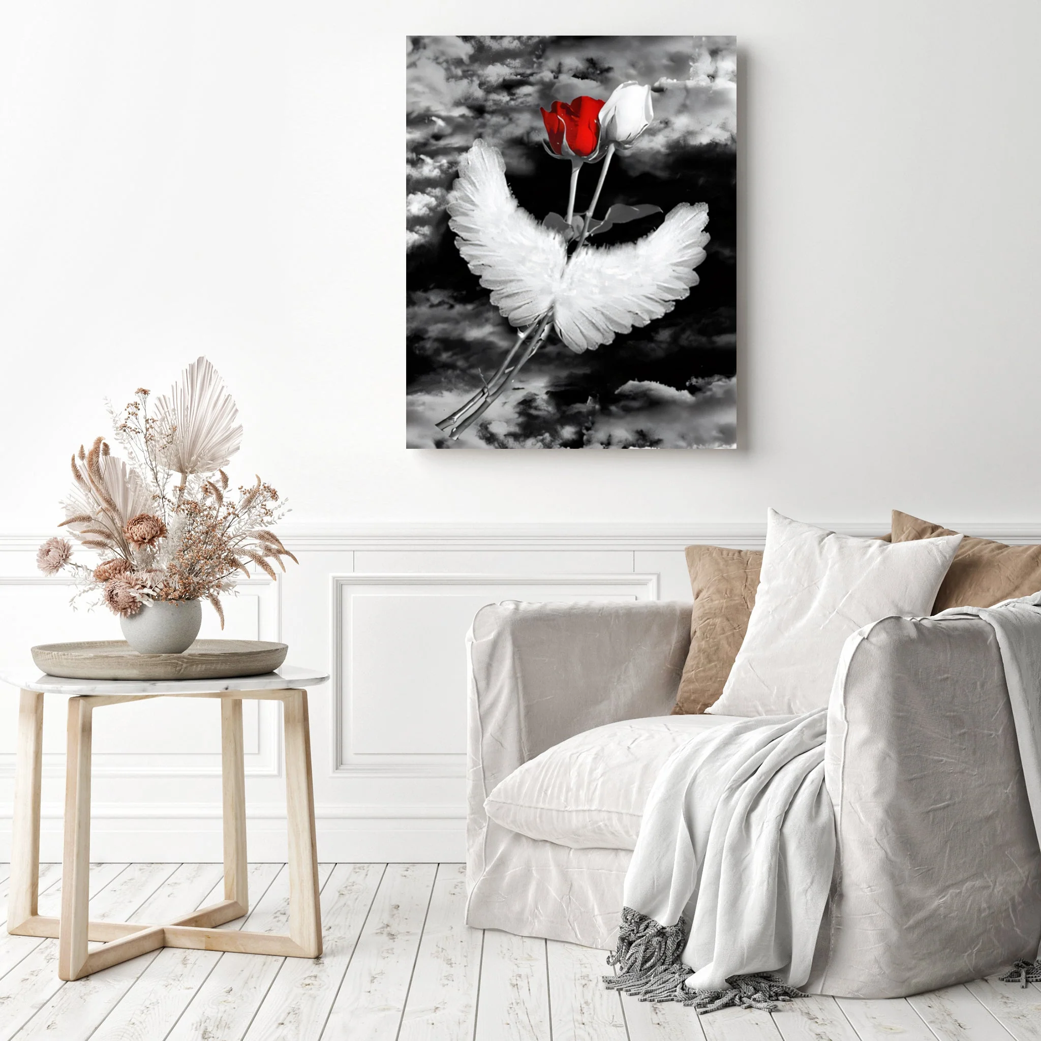 Red and White Rose with Wings | Diamond Painting - Image 3