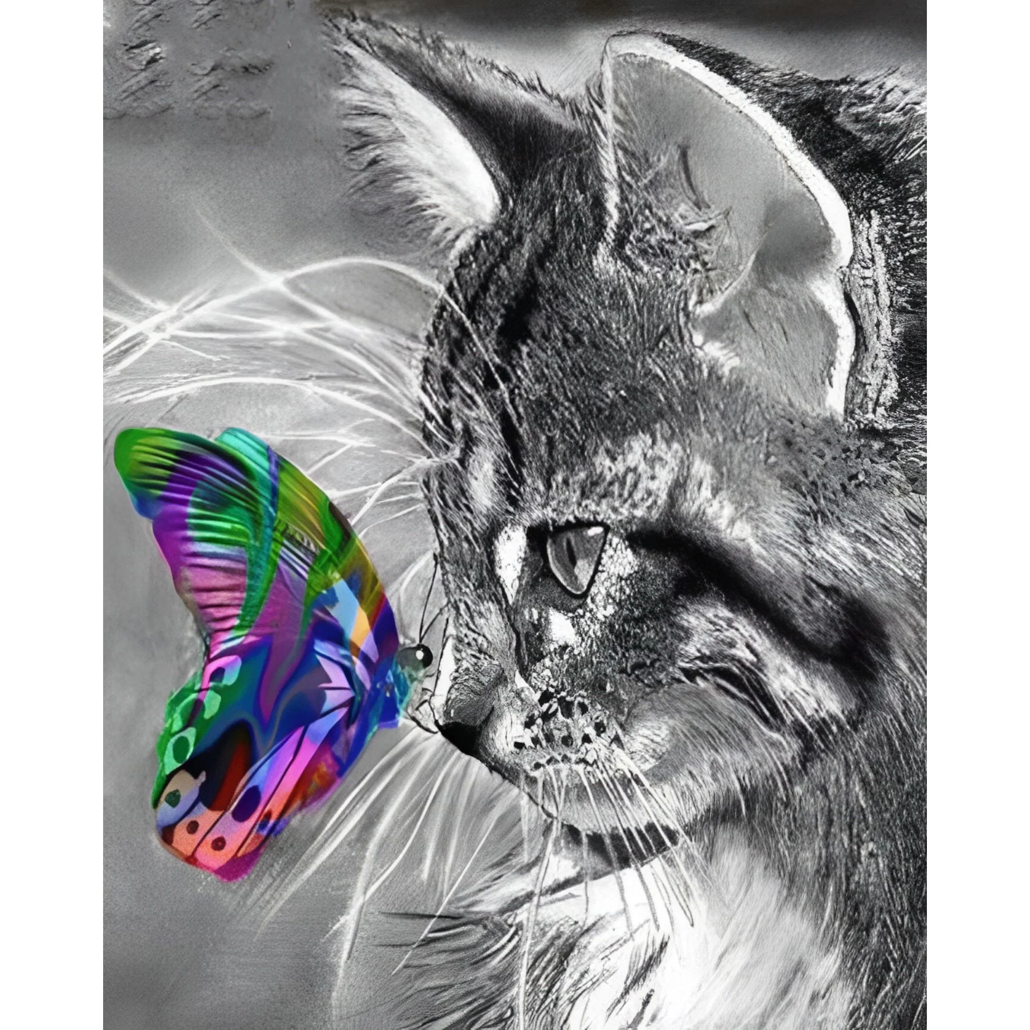 Kitty and Butterfly | Diamond Painting - Image 2