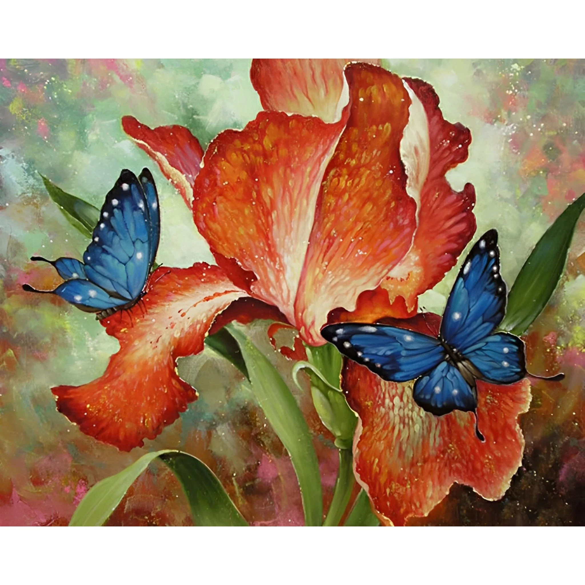 Blue Butterflies and Red Butterflies | Diamond Painting - Image 2