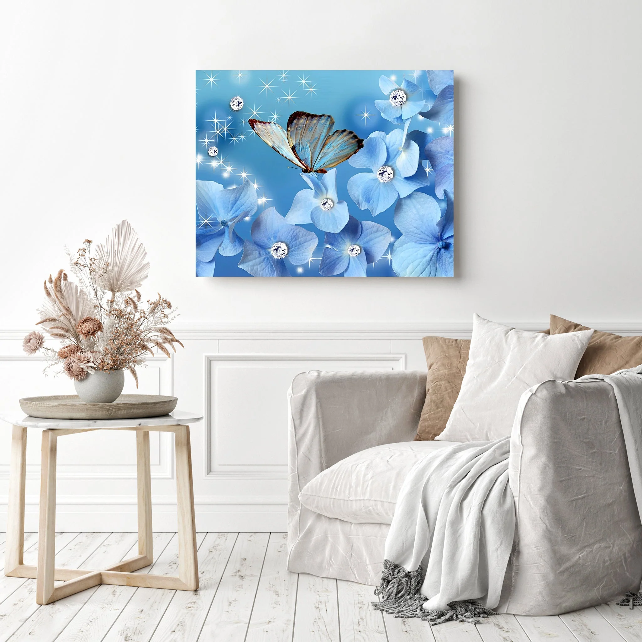 Blue Butterflies and Gliter Flowers | Diamond Painting - Image 3