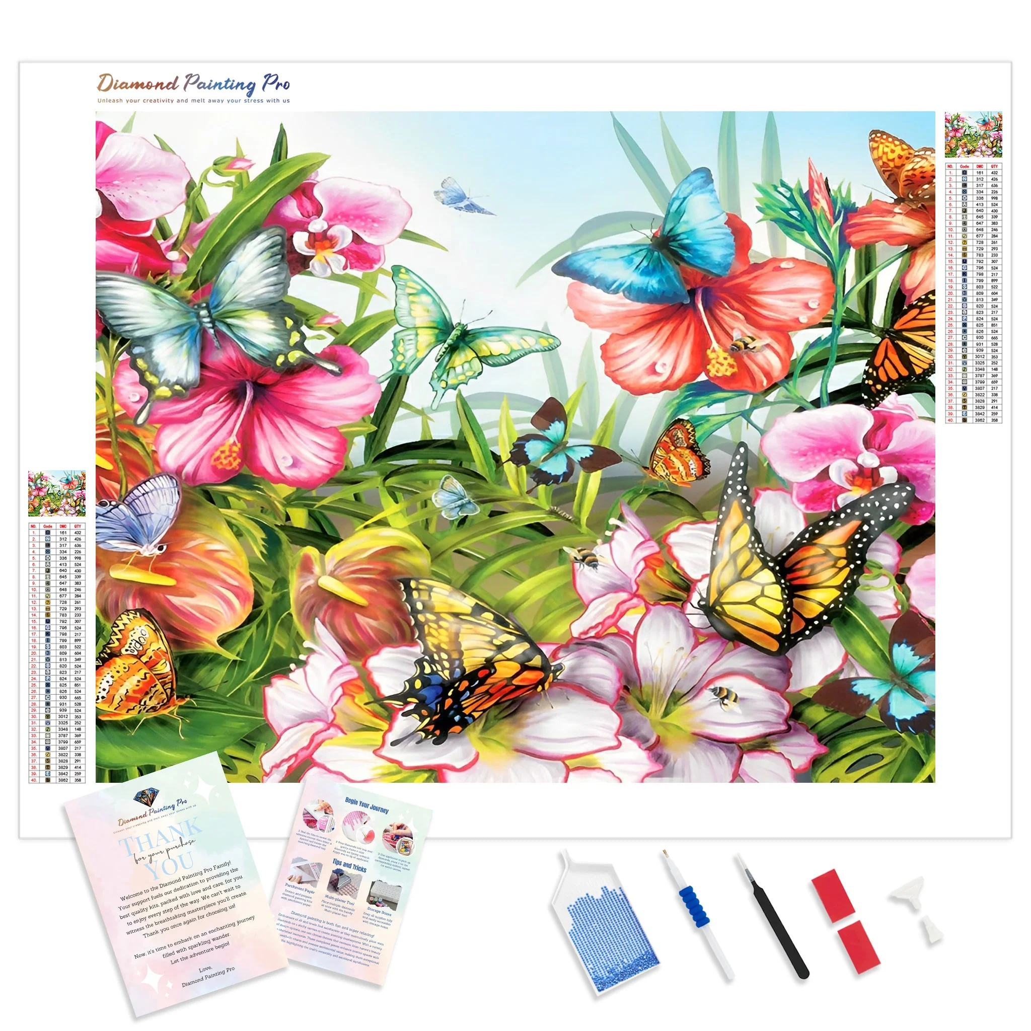 Butterflies and Vibrant Flowers | Diamond Painting