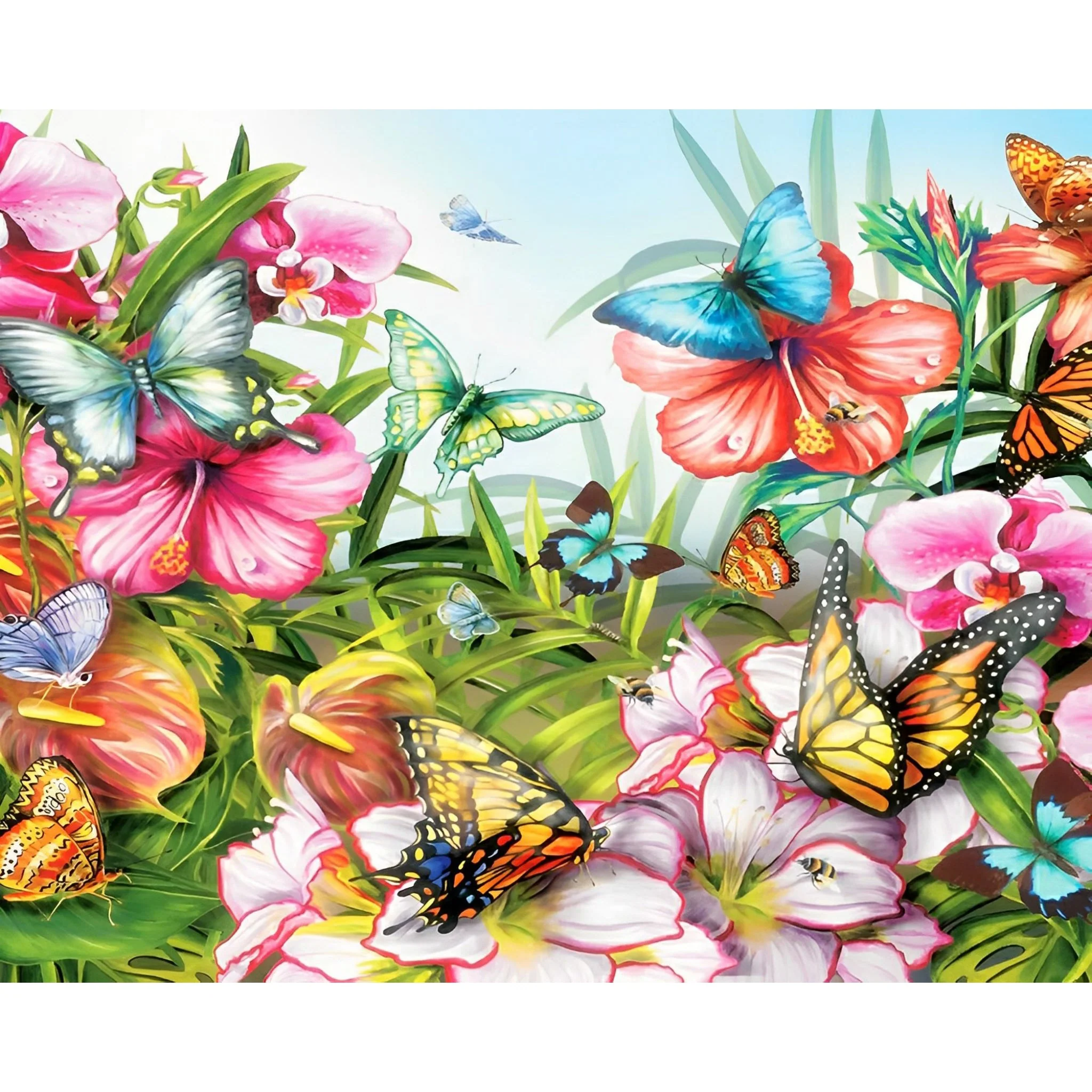 Butterflies and Vibrant Flowers | Diamond Painting - Image 2