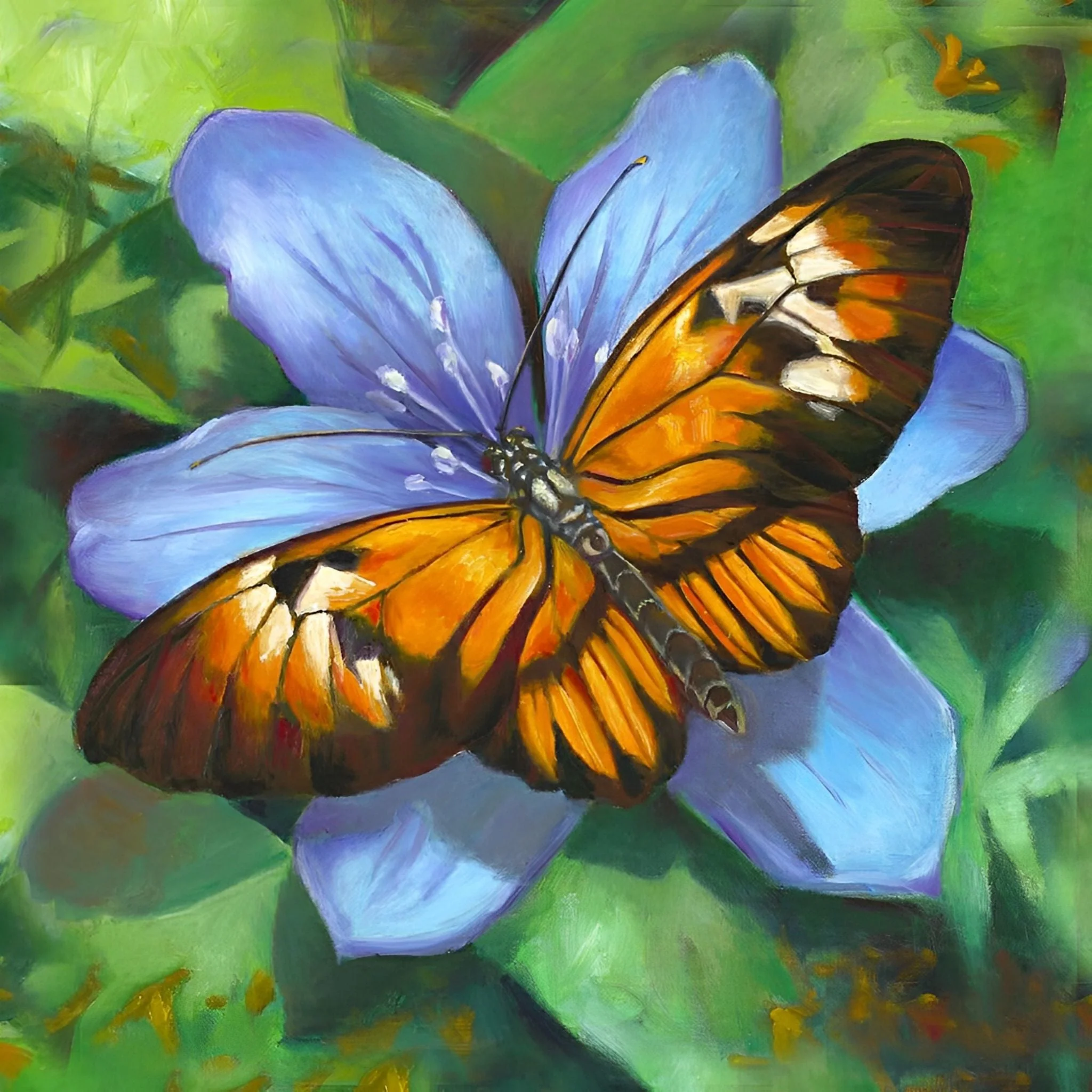 Butterfly on Blue Flower | Diamond Painting - Image 2
