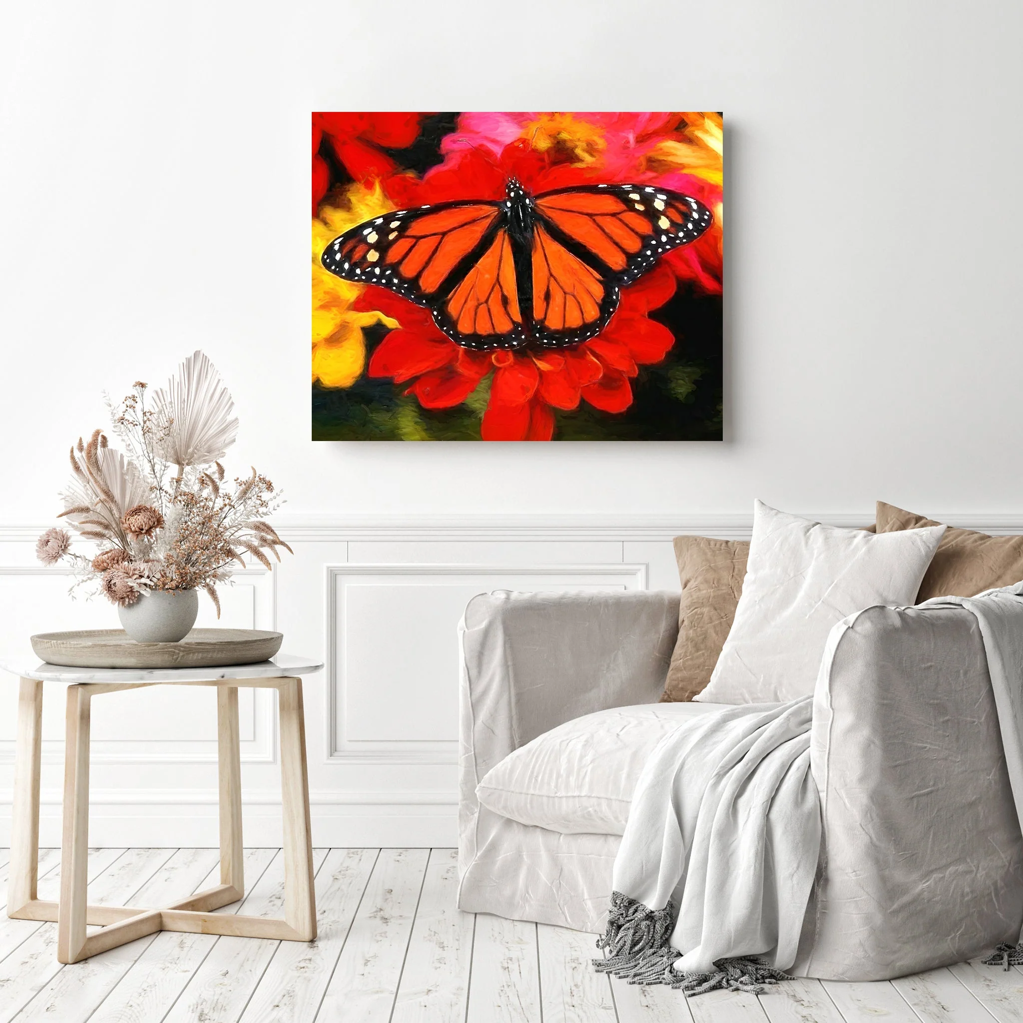 Monarch Butterfly and Red Flowers | Diamond Painting - Image 3