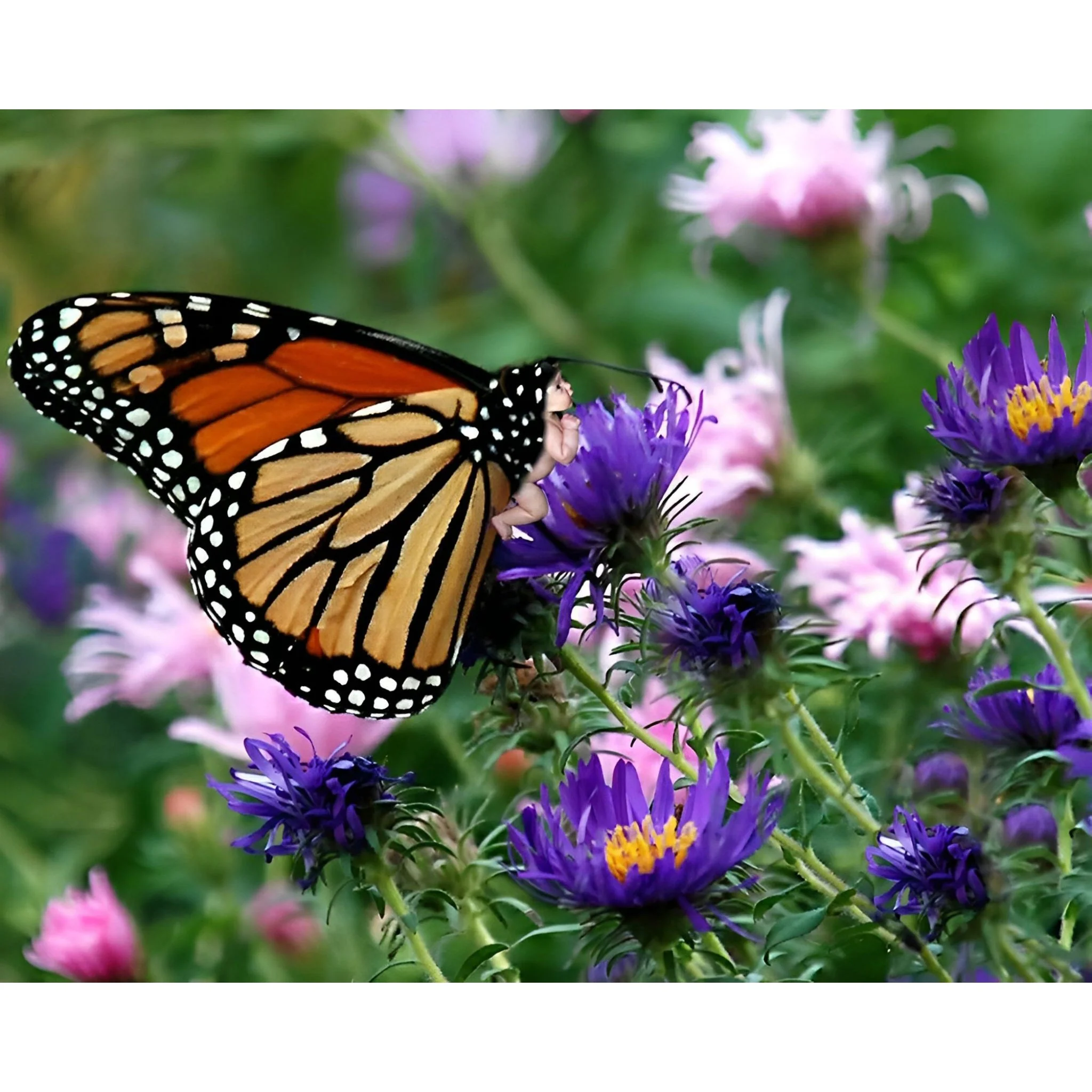 Monarch Butterfly and Wildflowers | Diamond Painting - Image 2