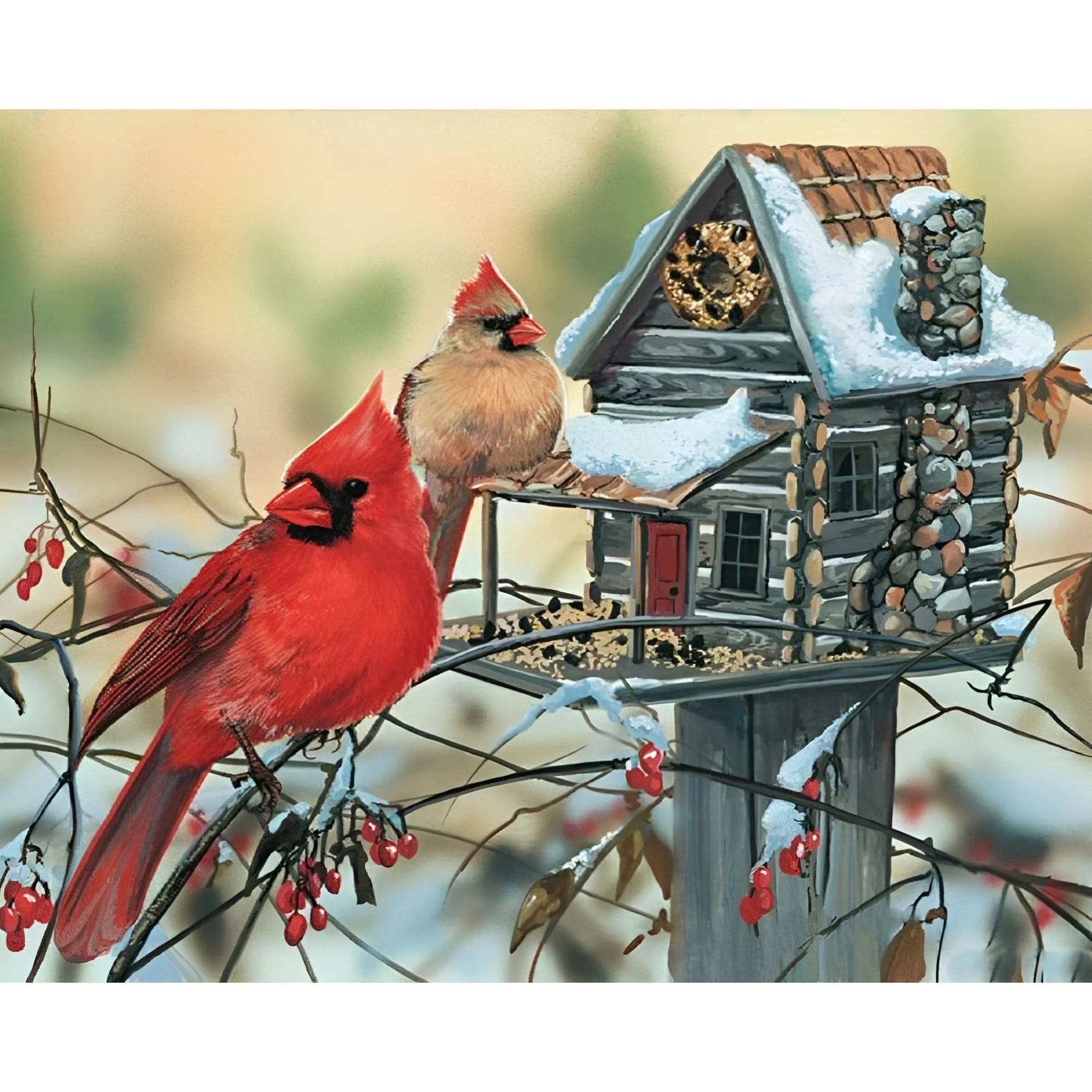 Cardinal Birds Birdhouse | Diamond Painting - Image 2