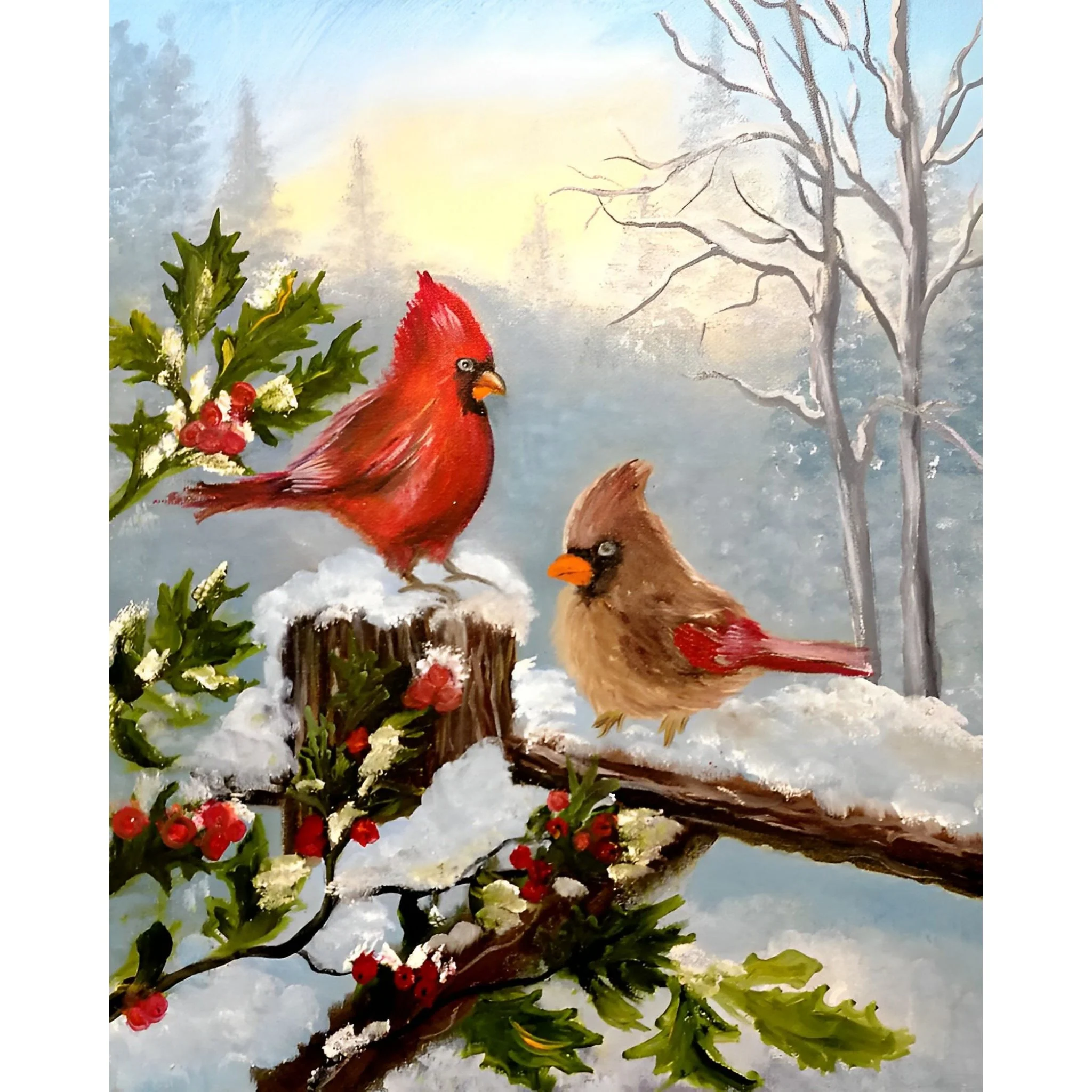 Cardinal Bird in Christmas | Diamond Painting - Image 2
