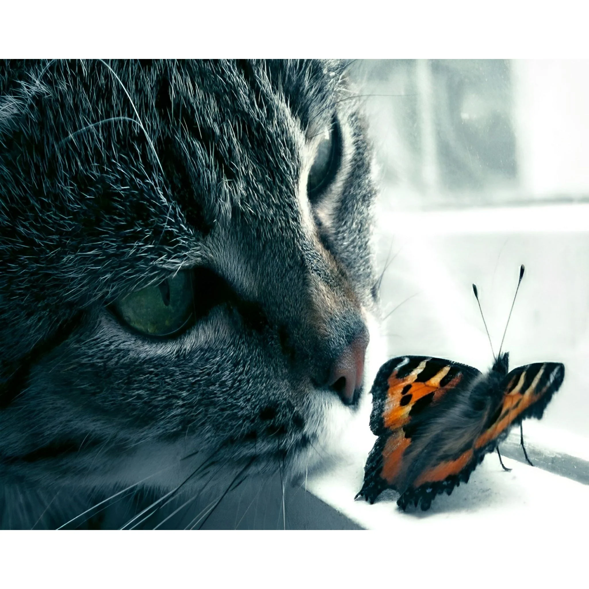 Cat and Butterfly | Diamond Painting - Image 2