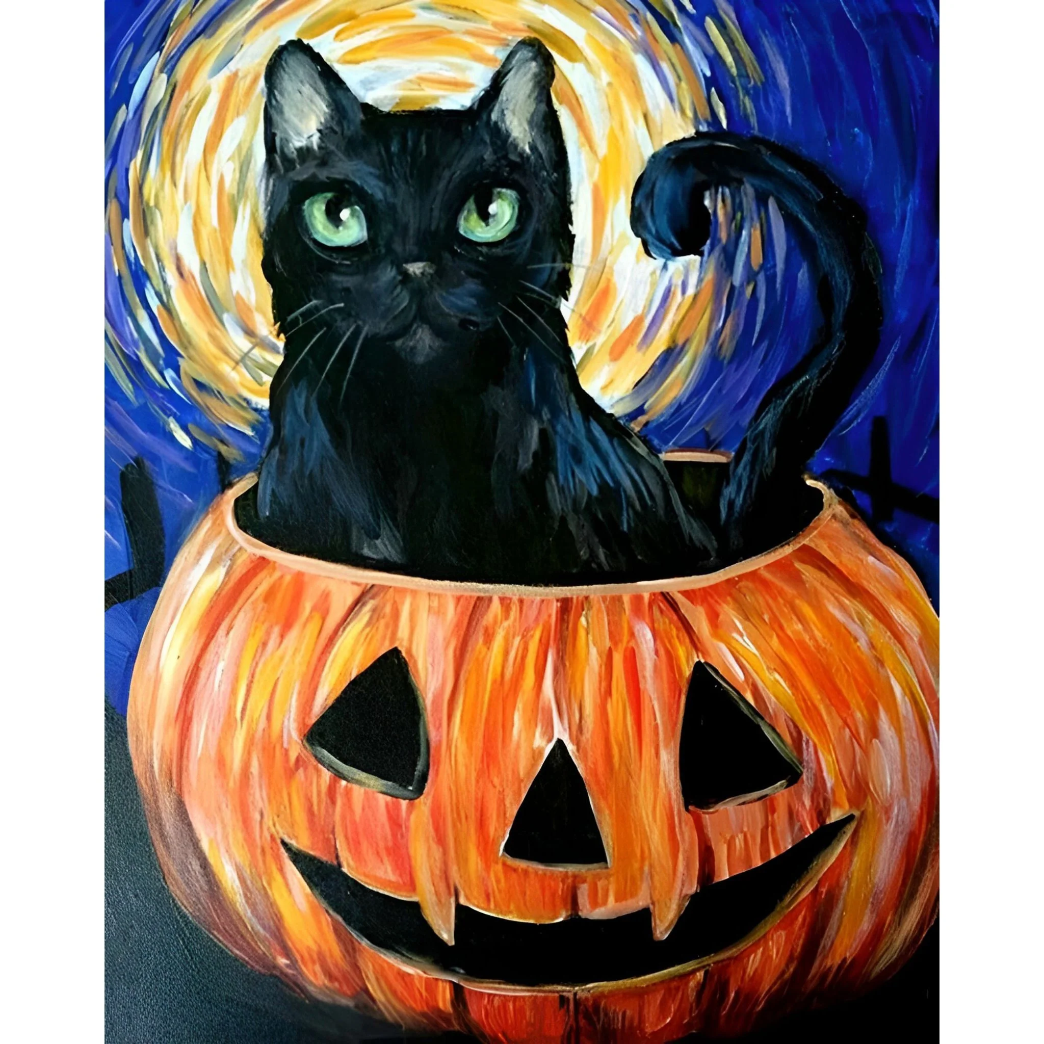 Halloween Cat in Pumpkin | Diamond Painting - Image 2