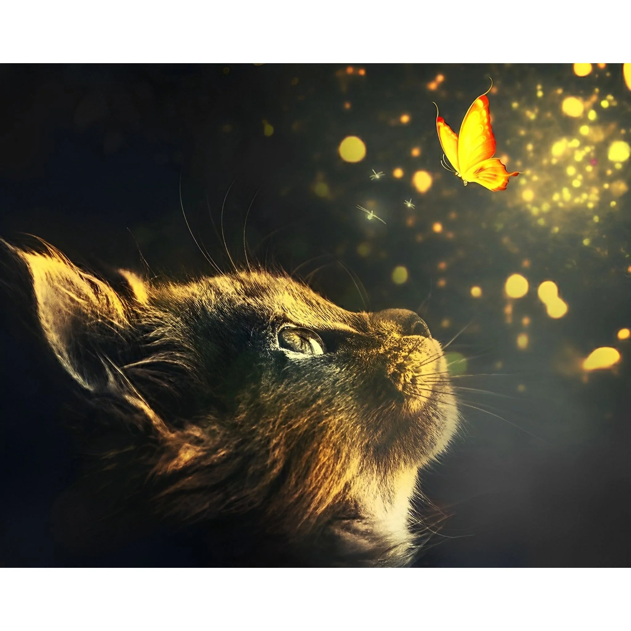Neon Cat & Butterfly | Diamond Painting - Image 2