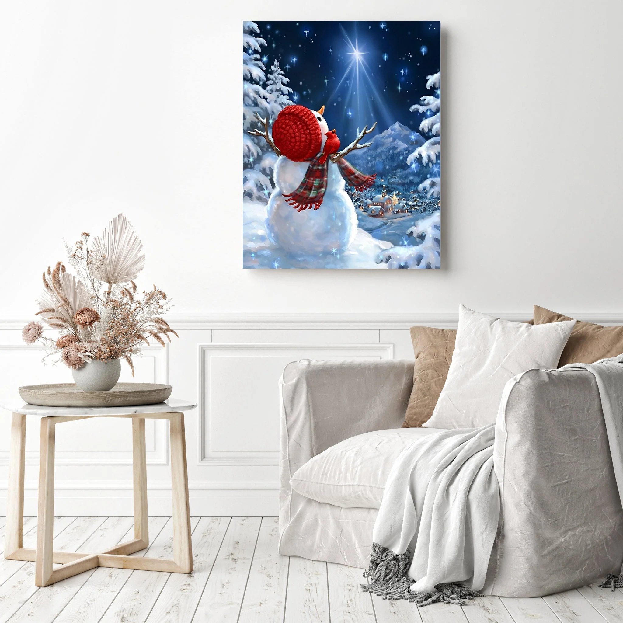 Christmas Snowman Under Stars | Diamond Painting - Image 3