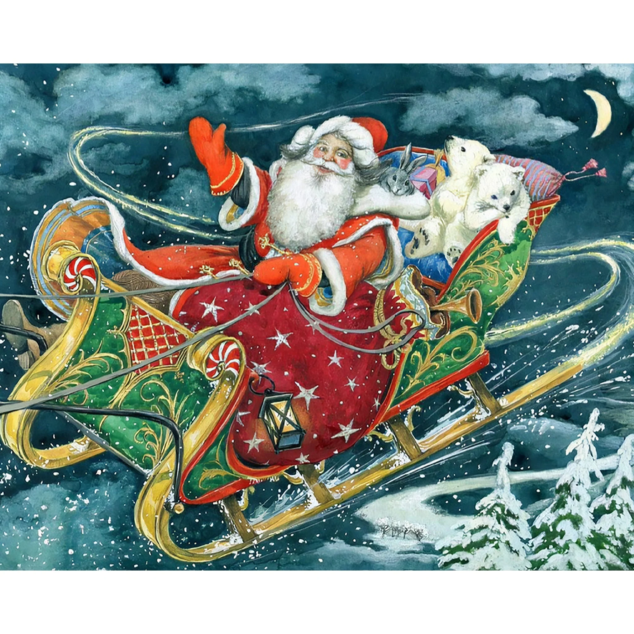 Christmas Santa and Sleigh | Diamond Painting - Image 2