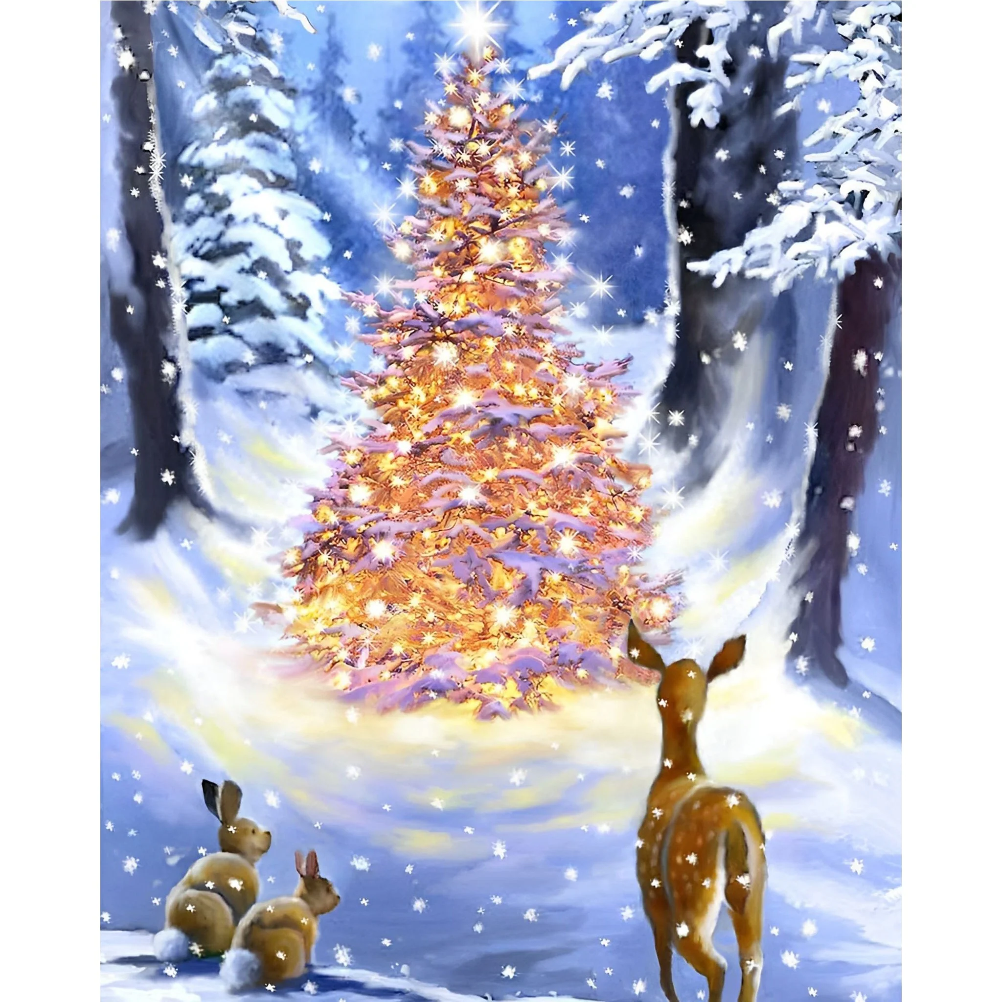 Christmas Tree with Forest Animals | Diamond Painting - Image 2