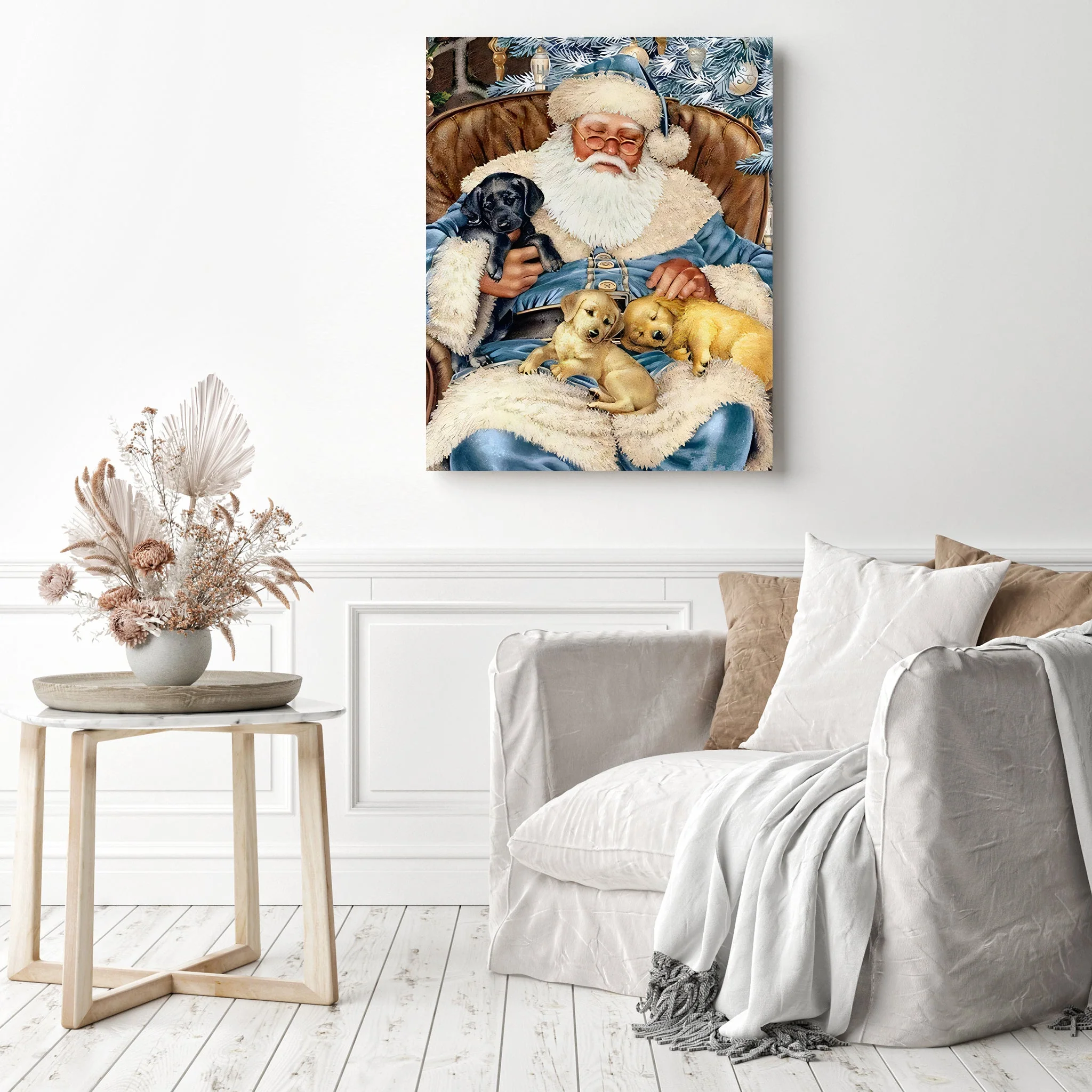 Christmas Santa Sitting with Puppies | Diamond Painting - Image 3