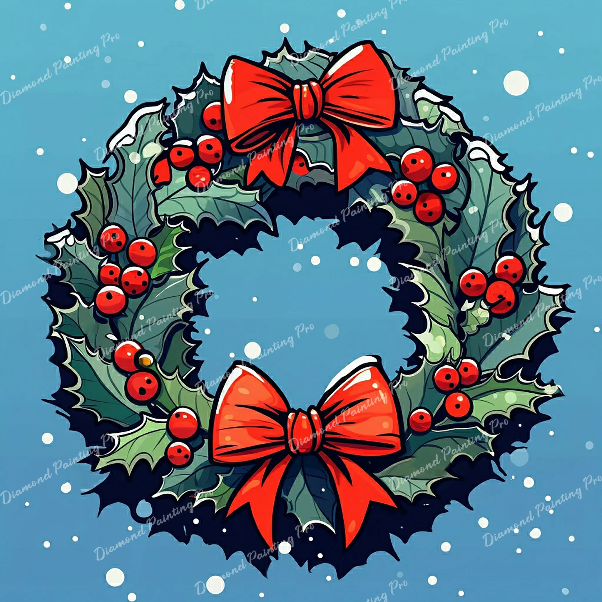 Cartoon Wreath with Ribbons | Diamond Painting - Image 2