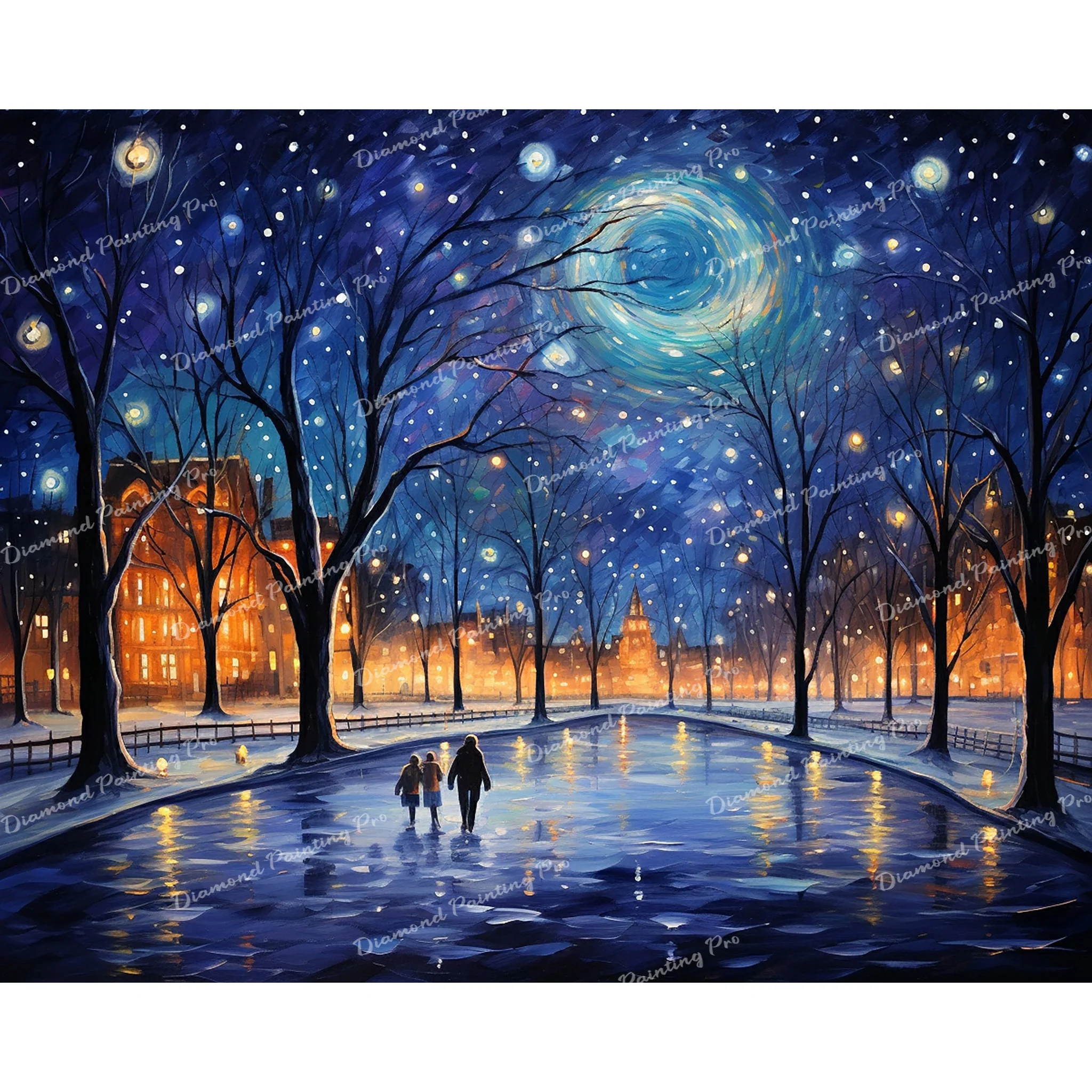 Starry Skating Night | Diamond Painting - Image 2